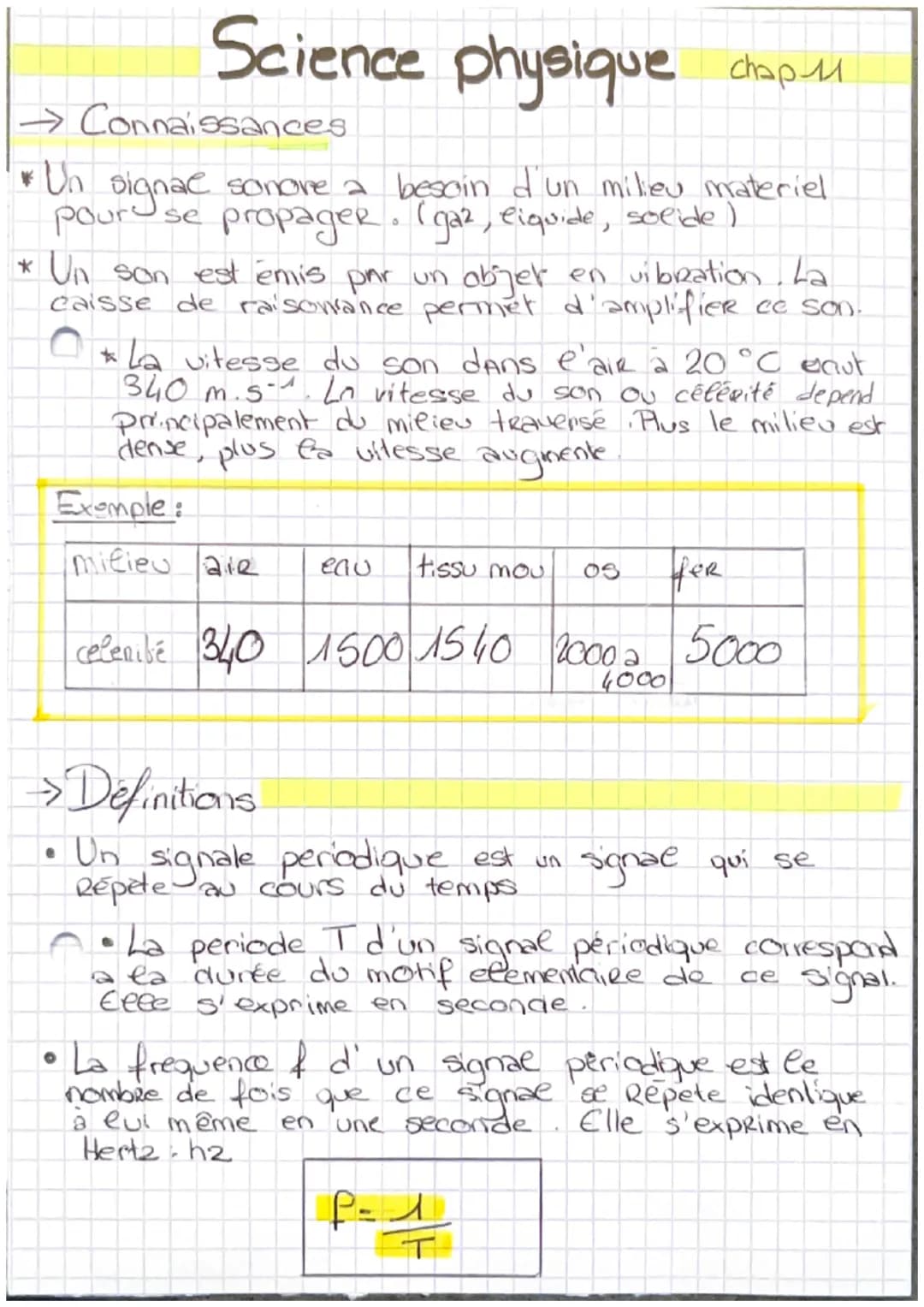 # Science physique chaрм
→Connaissances
* Un signae sonore a besoin d'un milieu materiel
pouruse propager. (gaz, eiquide, solide)
* Un