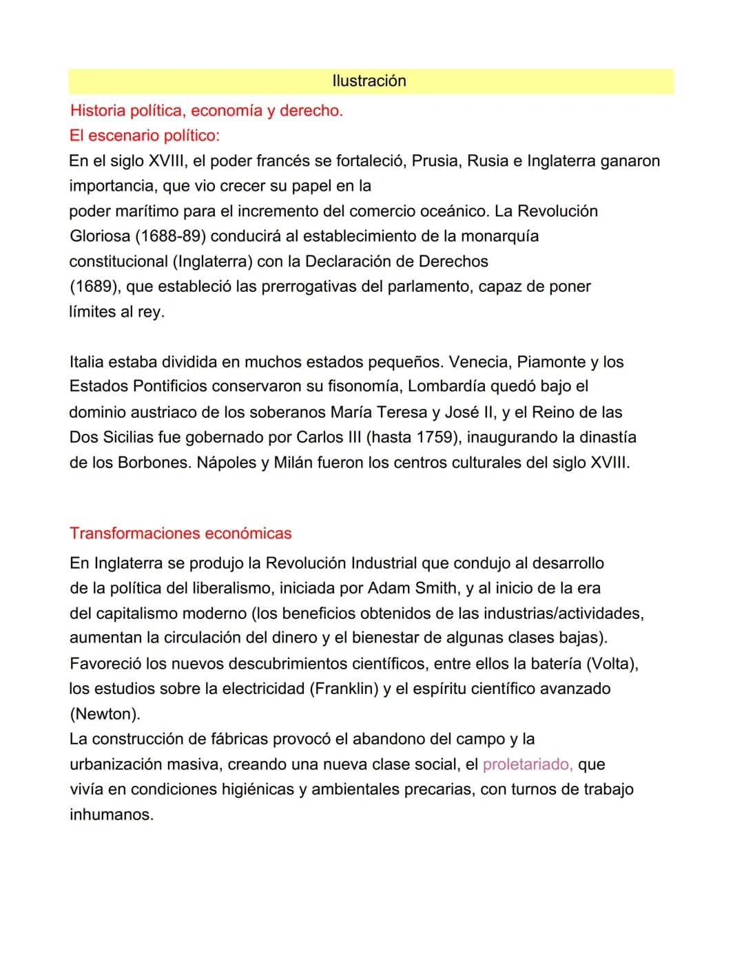 Ilustración
Historia política, economía y derecho.
El escenario político:
En el siglo XVIII, el poder francés se fortaleció, Prusia, Rusi