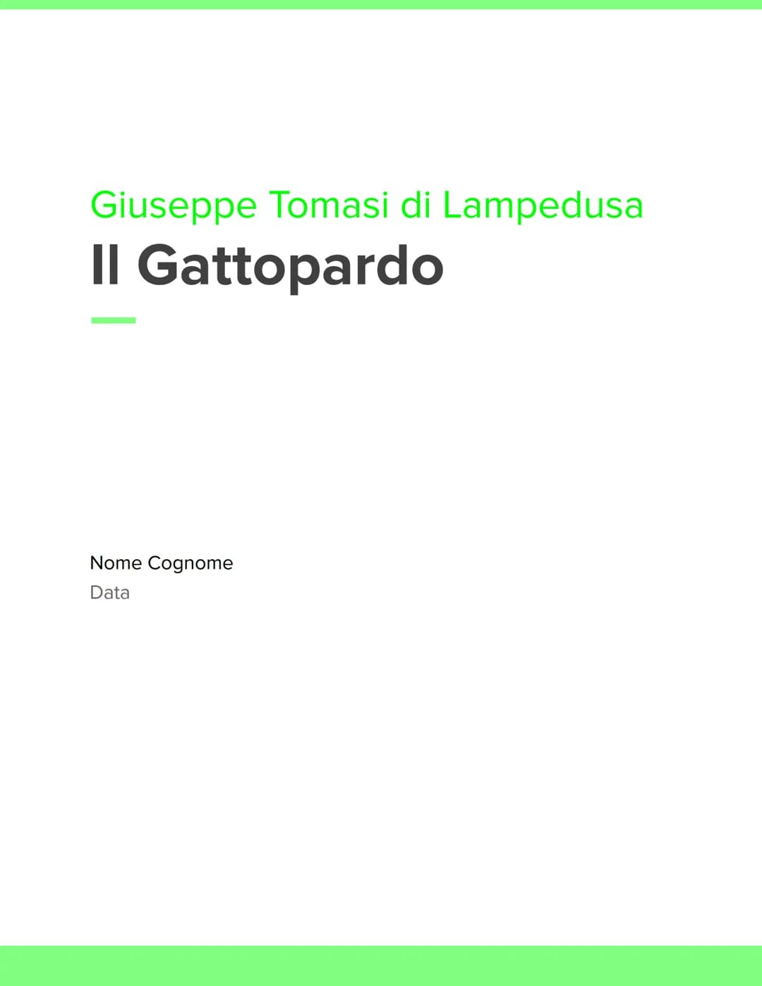 # Giuseppe Tomasi di Lampedusa
## Il Gattopardo
Nome Cognome
Data # L'autore: Giuseppe Tomasi di Lampedusa
Giuseppe Tomasi di Lampedusa è