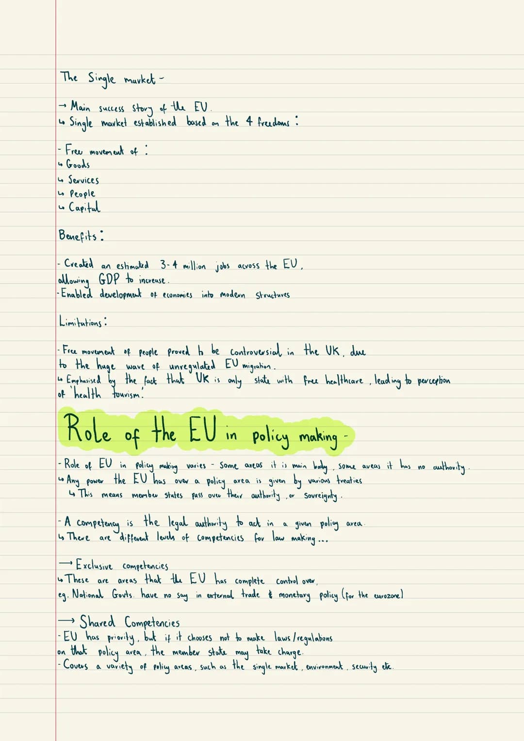 # The EU # H/W The European Union
- The EU is a political and economic union of a group of European countries.
↳ It is supranational, meani