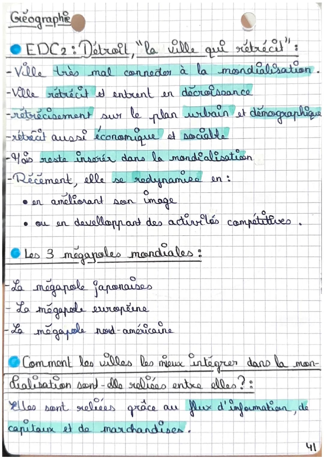 Géographie Les villes
dans la mondialis-
Définition:
ation Chap.2
-Yondialisation : Hise en relation des différentes
parties du monde sous l