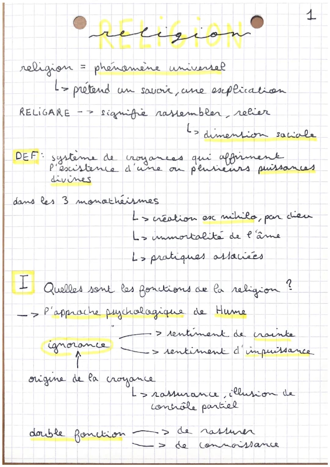 1
religion
religion = phénomène universel
1> prétend un savoie, une explication
RELIGARE
signifie rassembler, relier
> dimention saciale