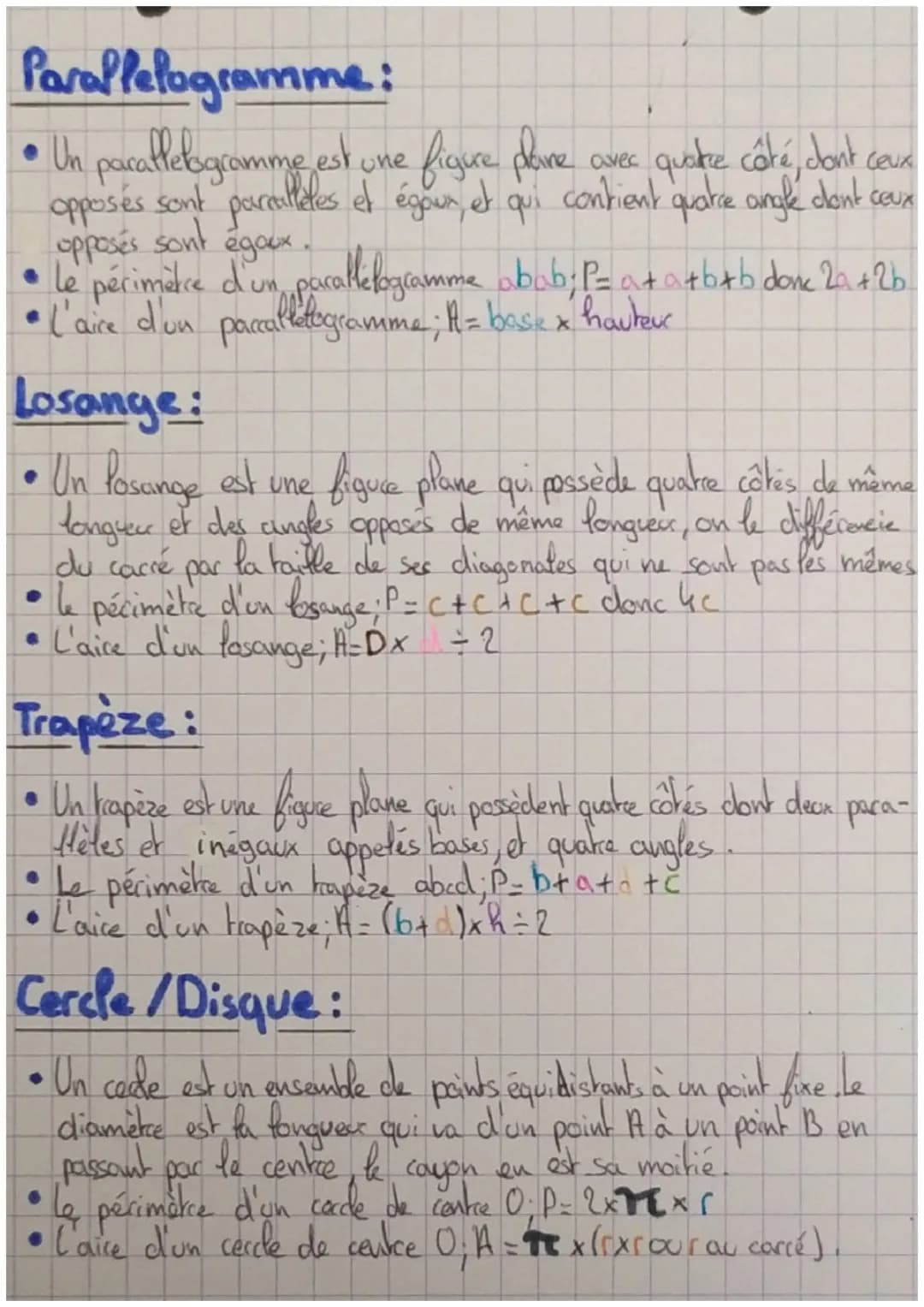 Becicovic
Nina
305
# MATHS
# Aires et Périmètres :
## Définitions:
* Le périmètre est la mesure du contour d'une figure. Pour le
calcul