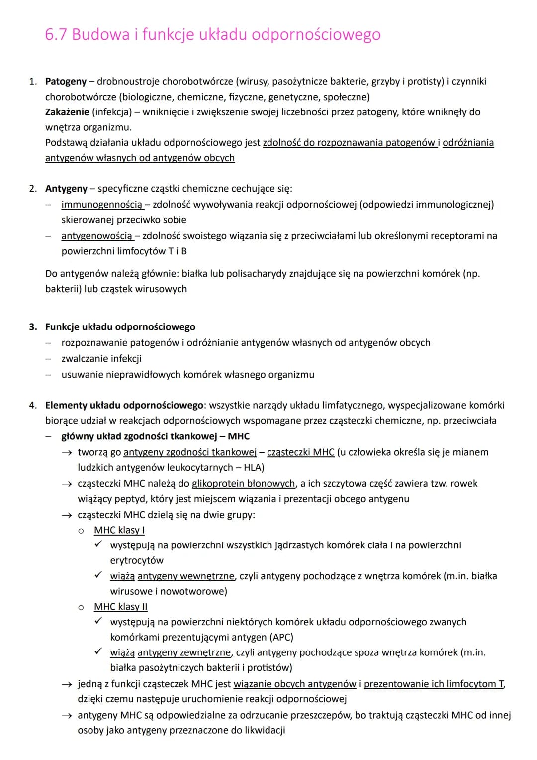 # 6.7 Budowa i funkcje układu odpornościowego
1. Patogeny drobnoustroje chorobotwórcze (wirusy, pasożytnicze bakterie, grzyby i protisty)