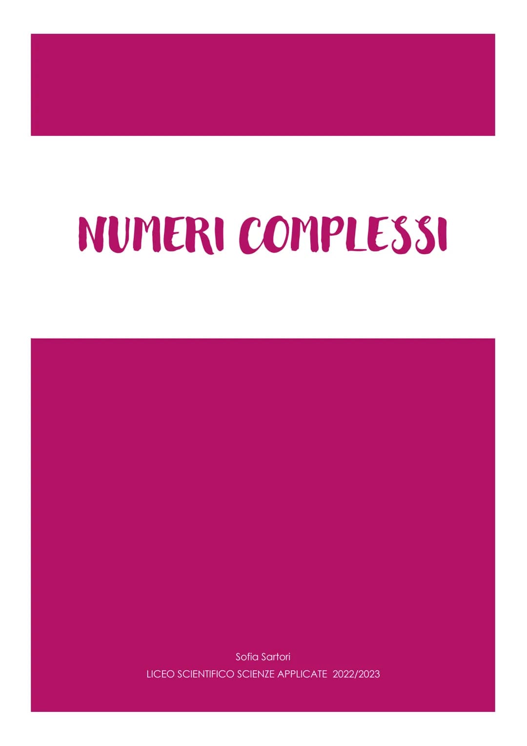 # NUMERI COMPLESSI
Sofia Sartori
LICEO SCIENTIFICO SCIENZE APPLICATE 2022/2023 # NUMERI COMPLESSI (C)
La radice quadrata di un numero neg