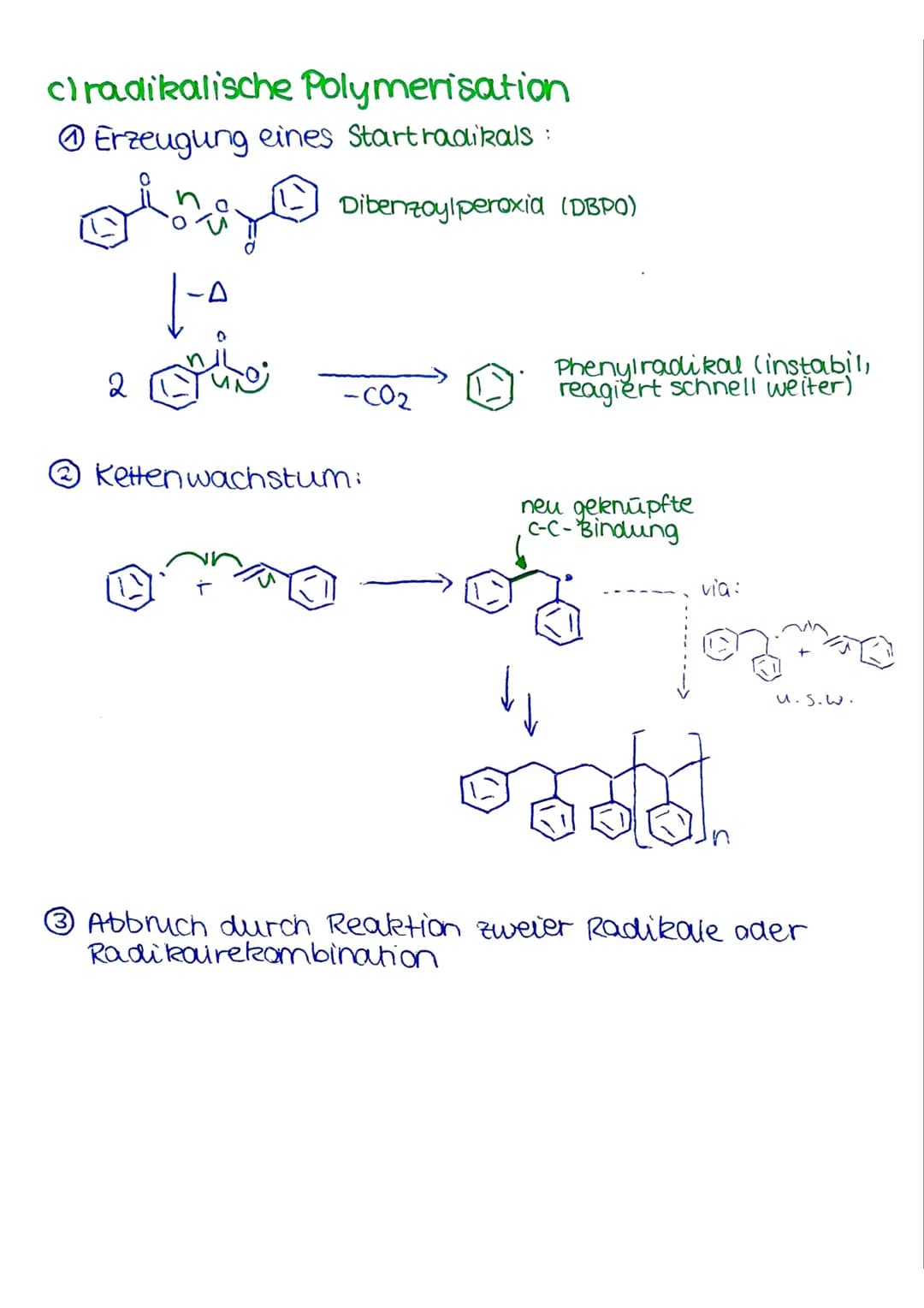 # KUNSTSTOFFE (POLYMERE)
1. struktur & eigenschaften
a) generelle Eigenschaften
- kein einheitlicher Schmelzpunkt, sondern Erweichungsint