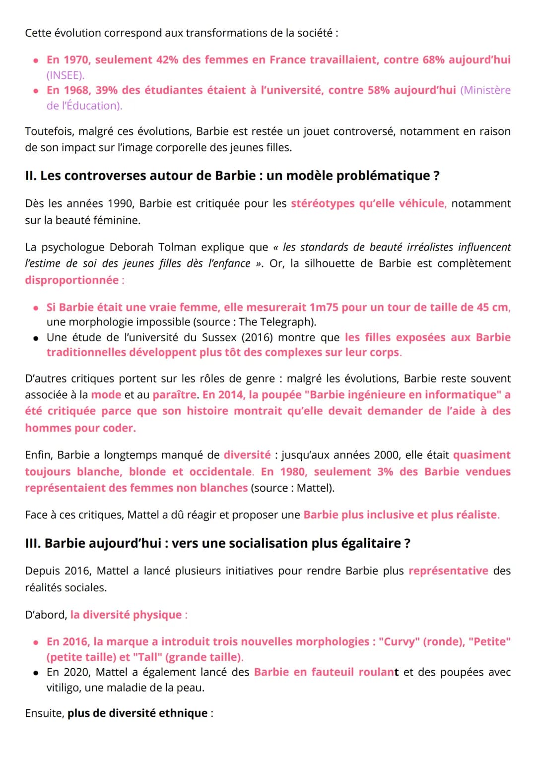 # GRAND ORAL SES
Comment Barbie a influencé la socialisation
des jeunes filles ?
Depuis son lancement en 1959, Barbie est bien plus qu'un