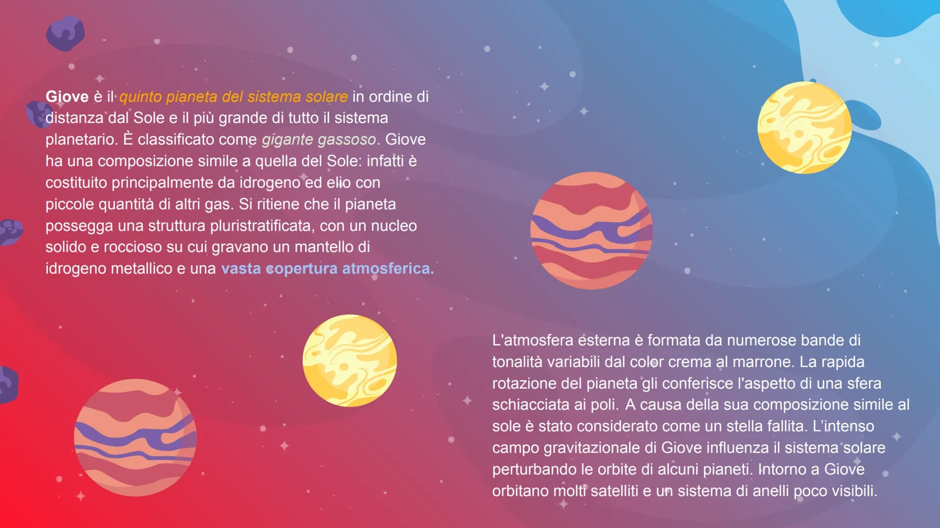 GIOVE
Il più grande pianeta del Sistema solare
Presentazione a cura di:
MATILDE VENTURI IIIG Giove è il quinto pianeta del sistema solare