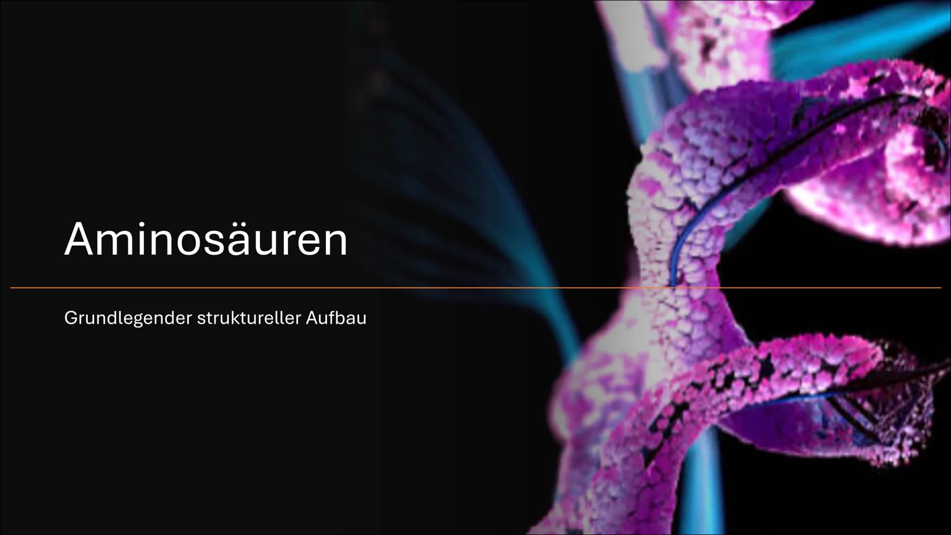 # Aminosäuren
Grundlegender struktureller Aufbau 1. Vorkommen
2. Was sind Aminosäuren
3. Aufteilung
4. Nomenklatur
5. Zwitterion
6. Peptidb