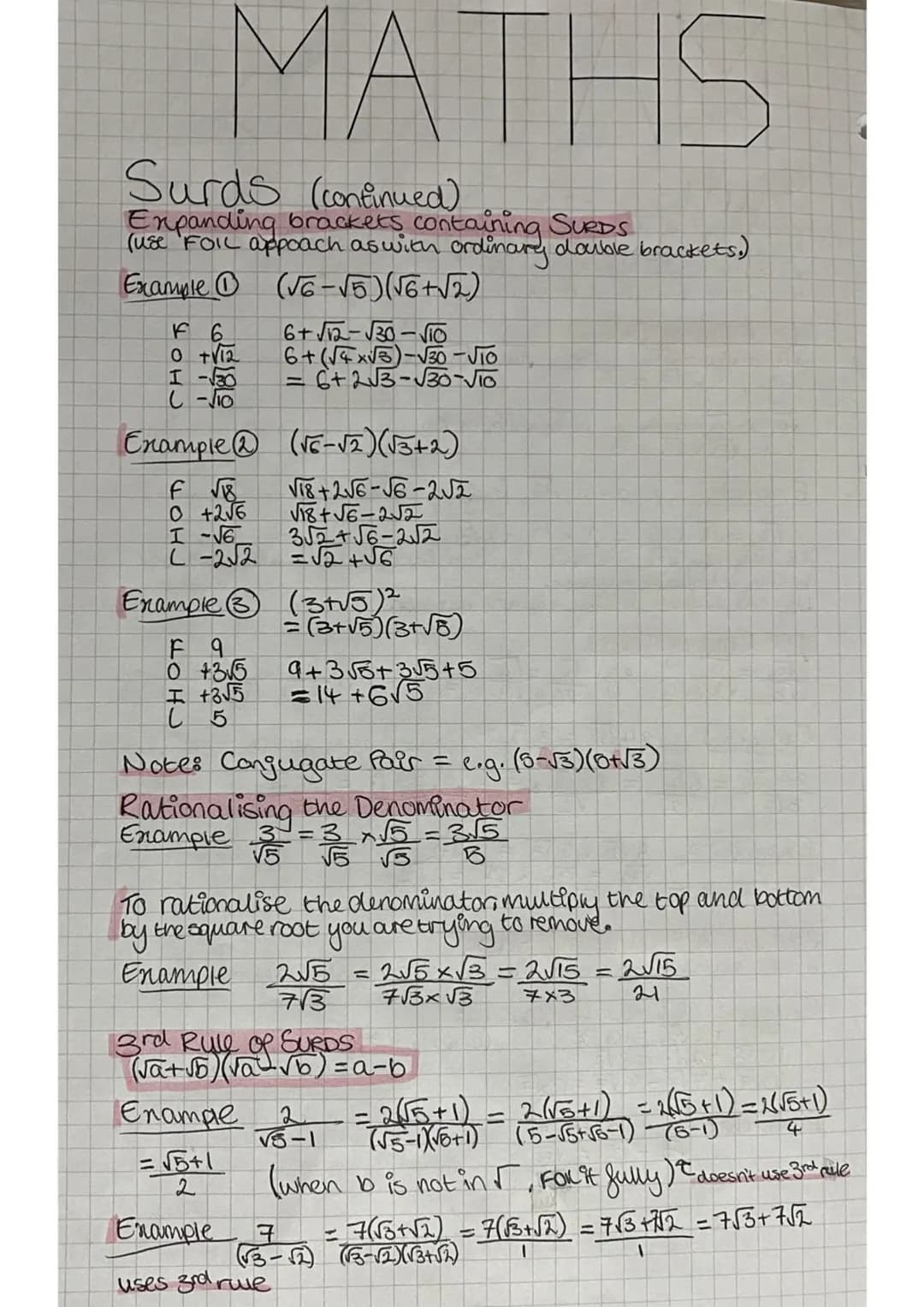 # MATHS
Surds
√36=6
√144=12
the above roots have exact values and are called rationals.
√2~1.4
√21~2.76
(=ish)
the above roots have no exac