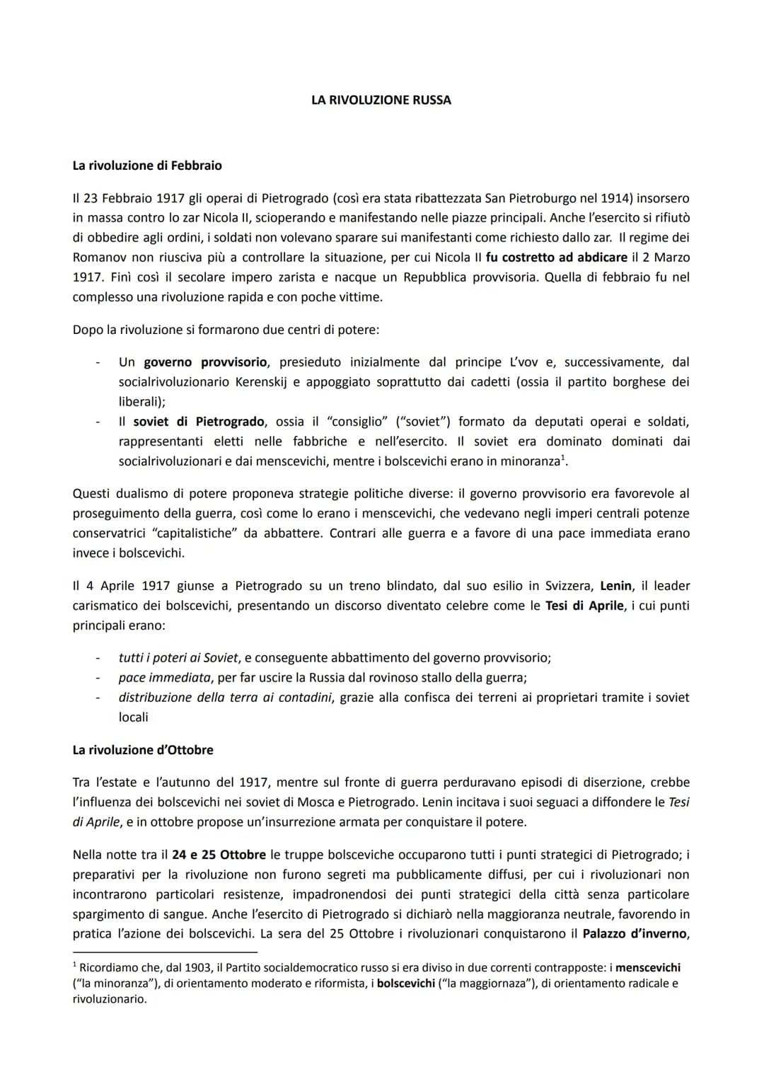 # LA RIVOLUZIONE RUSSA
La rivoluzione di Febbraio
II 23 Febbraio 1917 gli operai di Pietrogrado (così era stata ribattezzata San Pietrobur