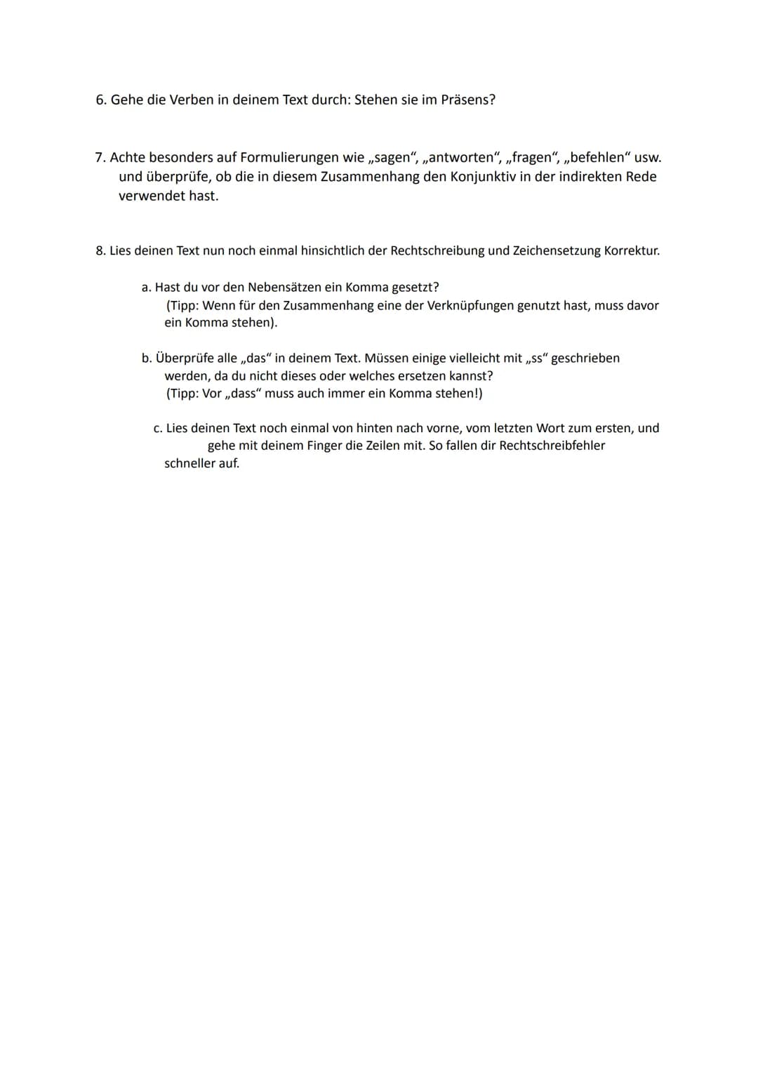 # Checkliste
Überprüfe deine Inhaltsangabe mithilfe der Checkliste Schritt für Schritt und verbessere sie
entsprechend. Kennzeichne deine V