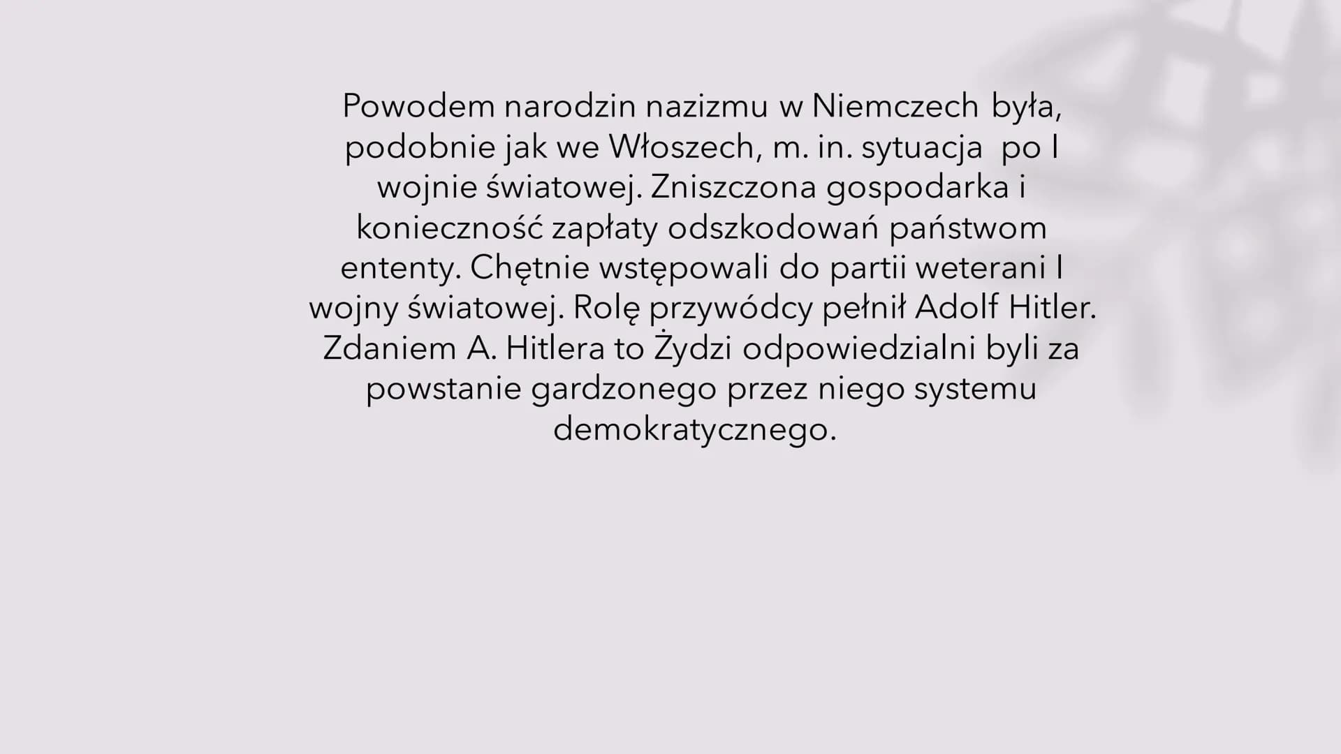 # Narodziny faszyzmu
Faszyzm, nazizm, A. Hitler, B. Mussolini Faszyzm we
Włoszech
Powodem narodzin faszyzmu we Włoszech
była m. in. sytuac