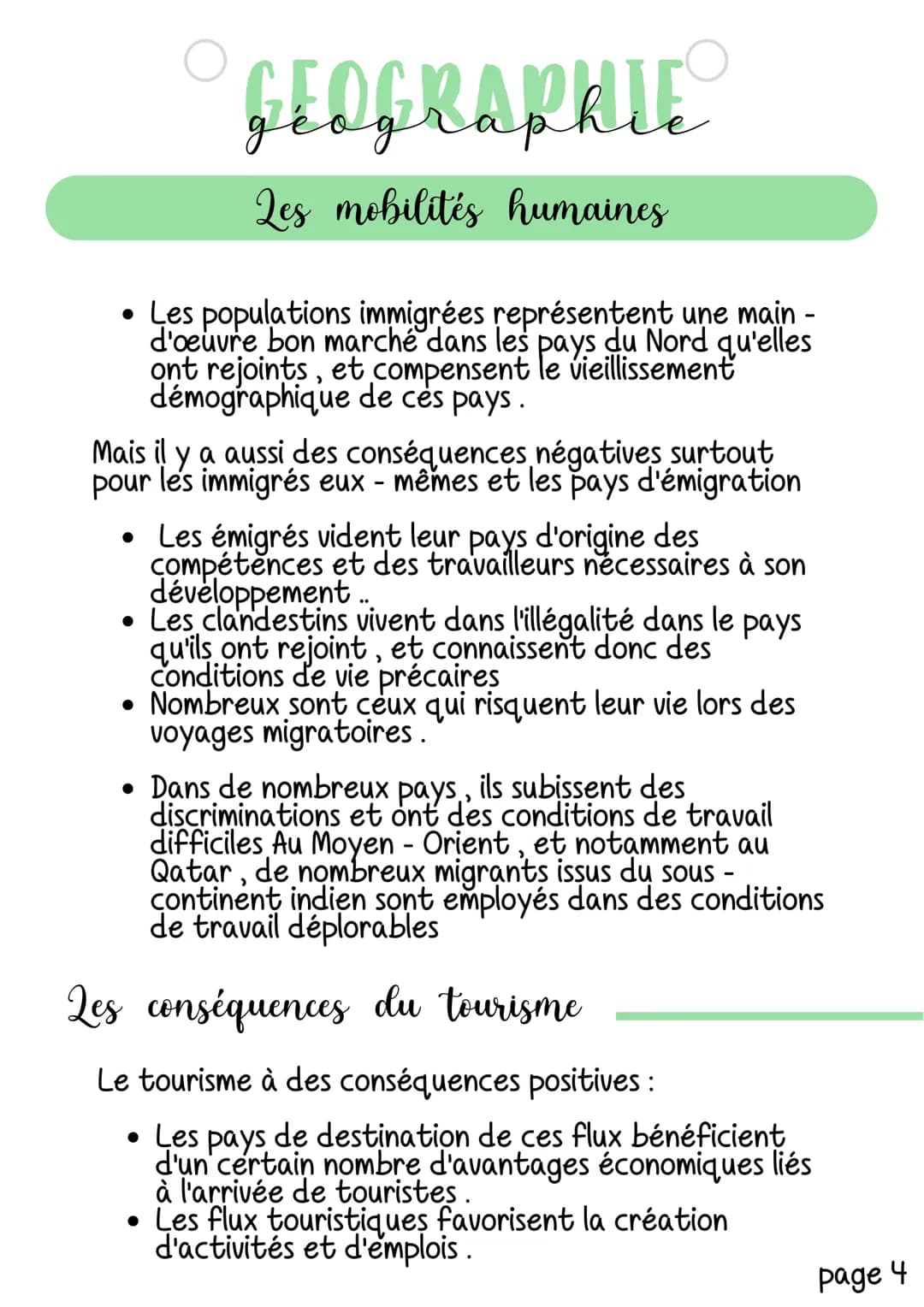 # GEOGRAPHIE
## Les mobilités humaines
Il existe deux types de mobilité humaine :
* les migrations
* le tourisme
Ces deux types de m