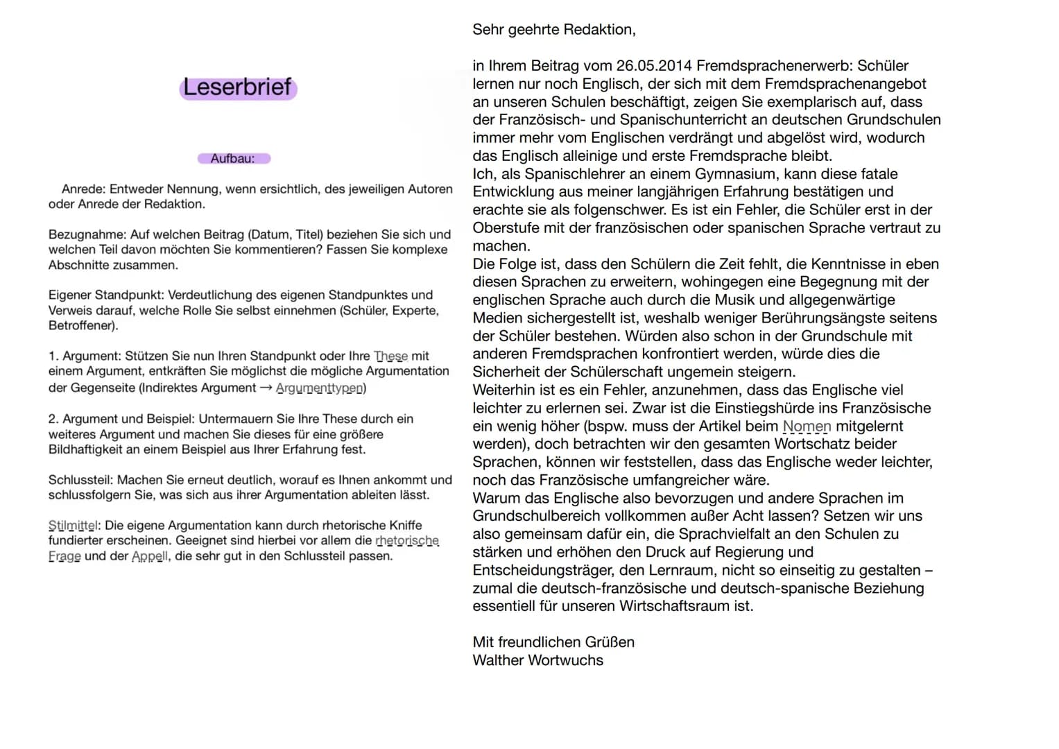 Kriterium Zusammenfassung Erörterung Leserbrief Manungsrede Kommentar Textanalyse Textinterpretatio
Zeit
Präsens
Präsens
Inhaltsangabe
Präse