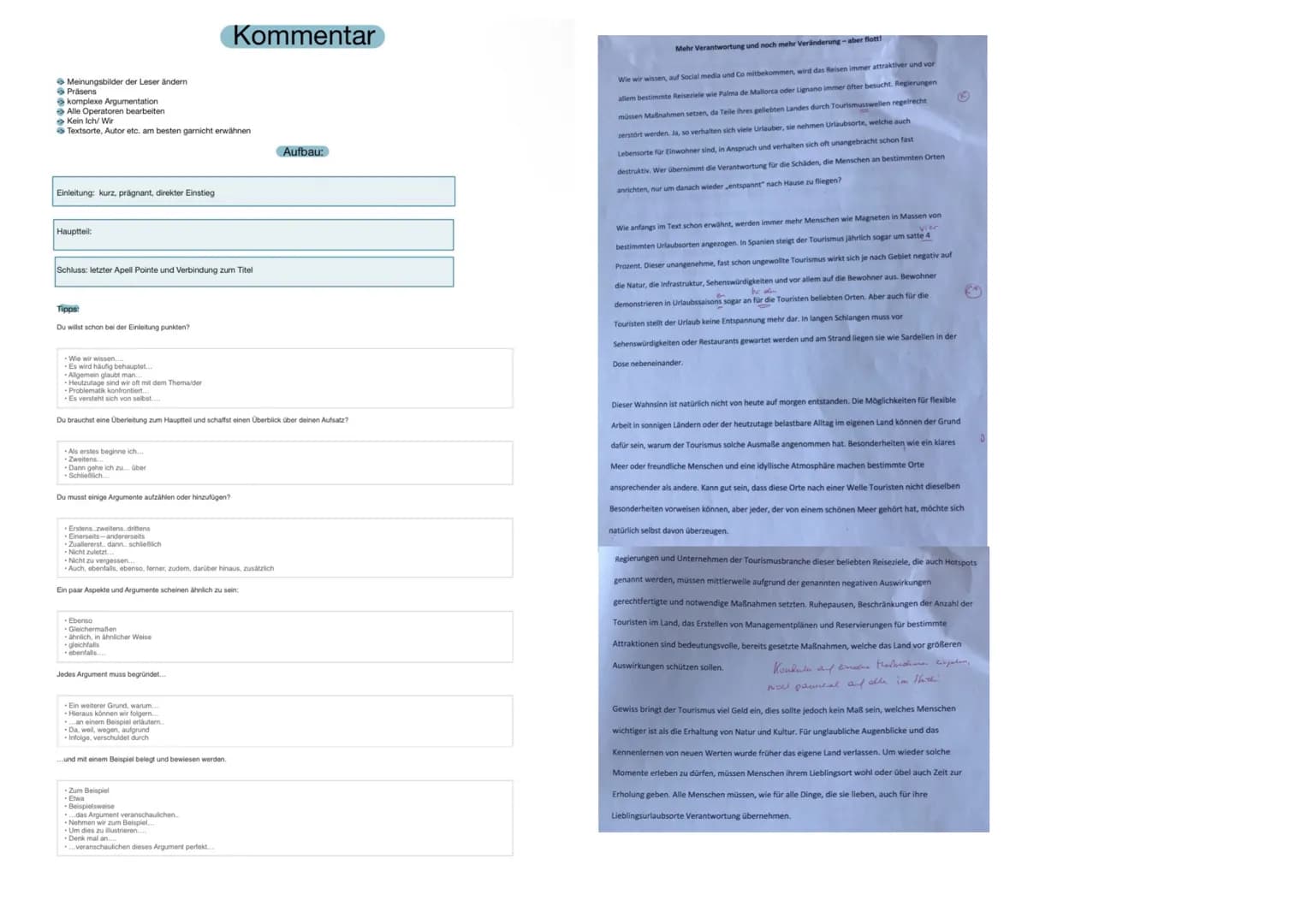Kriterium Zusammenfassung Erörterung Leserbrief Manungsrede Kommentar Textanalyse Textinterpretatio
Zeit
Präsens
Präsens
Inhaltsangabe
Präse