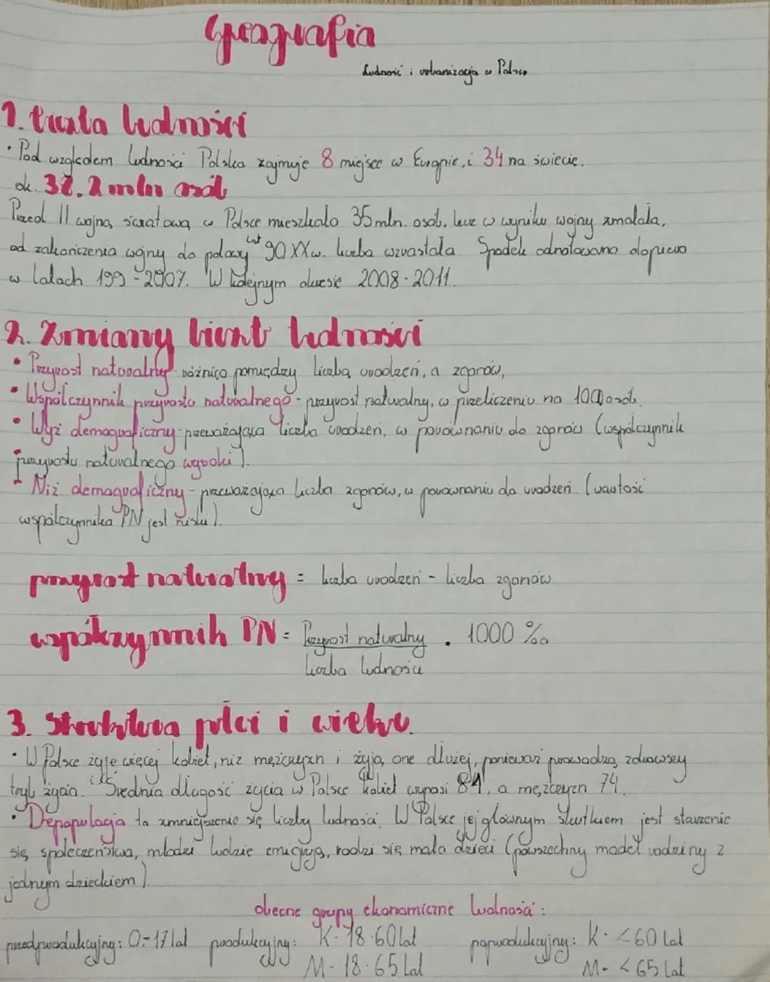 # Geografia
Ludność i urbanizacja w Polsce
1. tuata ludnoś
• Pod względem ludności Polska zajmuje 8 miejsce w Europie, i 34 na świecie.
ok