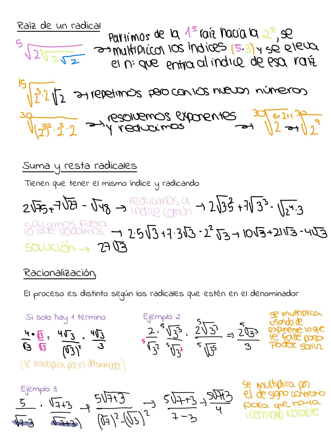 # Álgebra
Radicales
Extraer factores de un radical
Si el exponente del número que está en la raíz es mayor que el indice de
esta puede sa