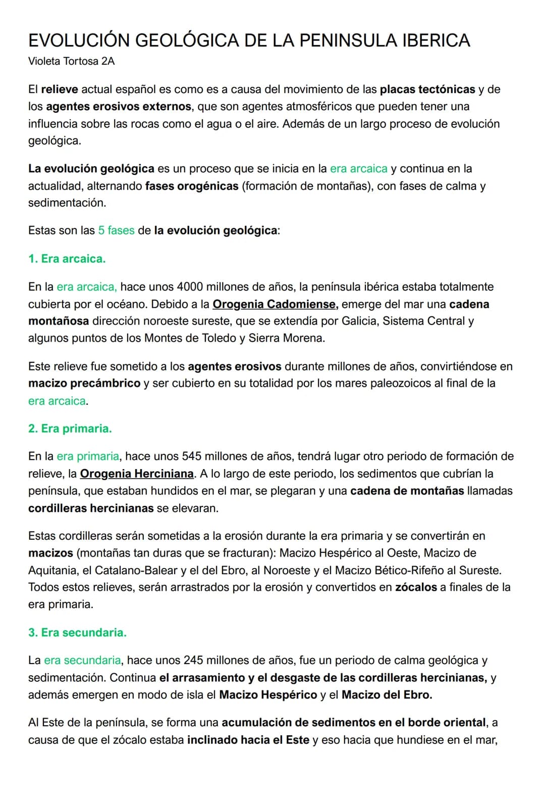# EVOLUCIÓN GEOLÓGICA DE LA PENINSULA IBERICA
Violeta Tortosa 2A
El relieve actual español es como es a causa del movimiento de las placas