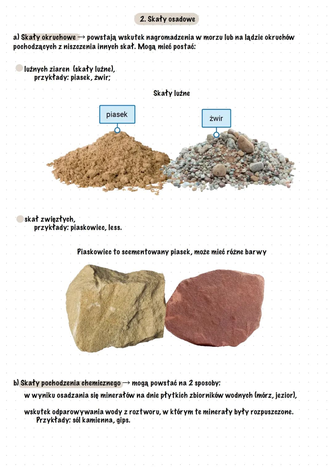 # Skały i minerały
Skały i minerały
Skały budują zewnętrzną warstwę Ziemi oraz jej wnętrze. Każdą skałę tworzy jeden lub kilka
minerałów.