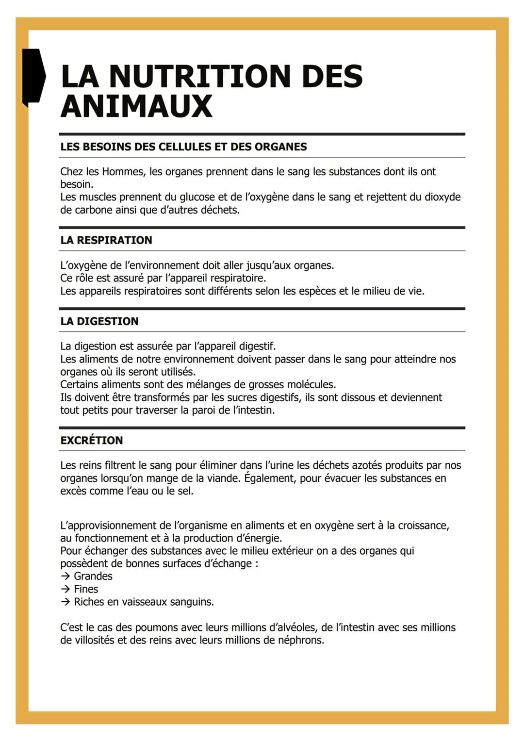 # LA NUTRITION DES
ANIMAUX
LES BESOINS DES CELLULES ET DES ORGANES
Chez les Hommes, les organes prennent dans le sang les substances dont