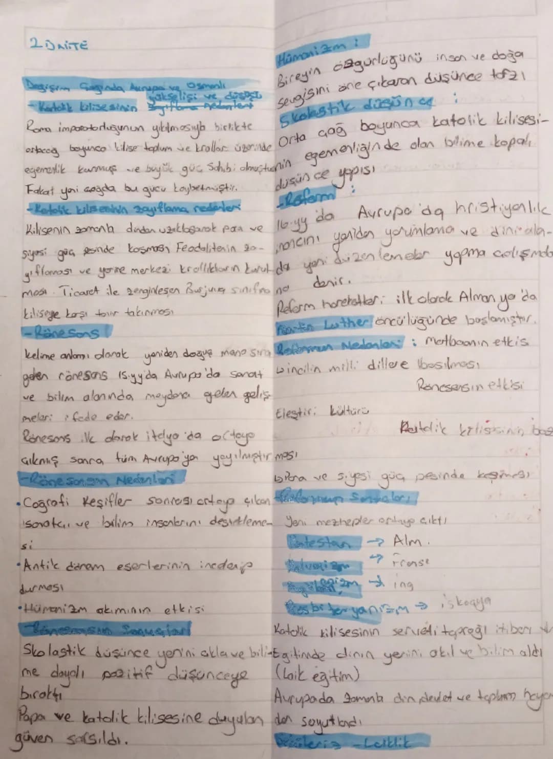 2 DAITE
Dagişem Gaginda, Aurupa ve Osmanlı
-Katolik kilisesinin yükselişi ve düs
netontent
Hümanizm i
Bireyin özgürlugünü inson ve doğa
se