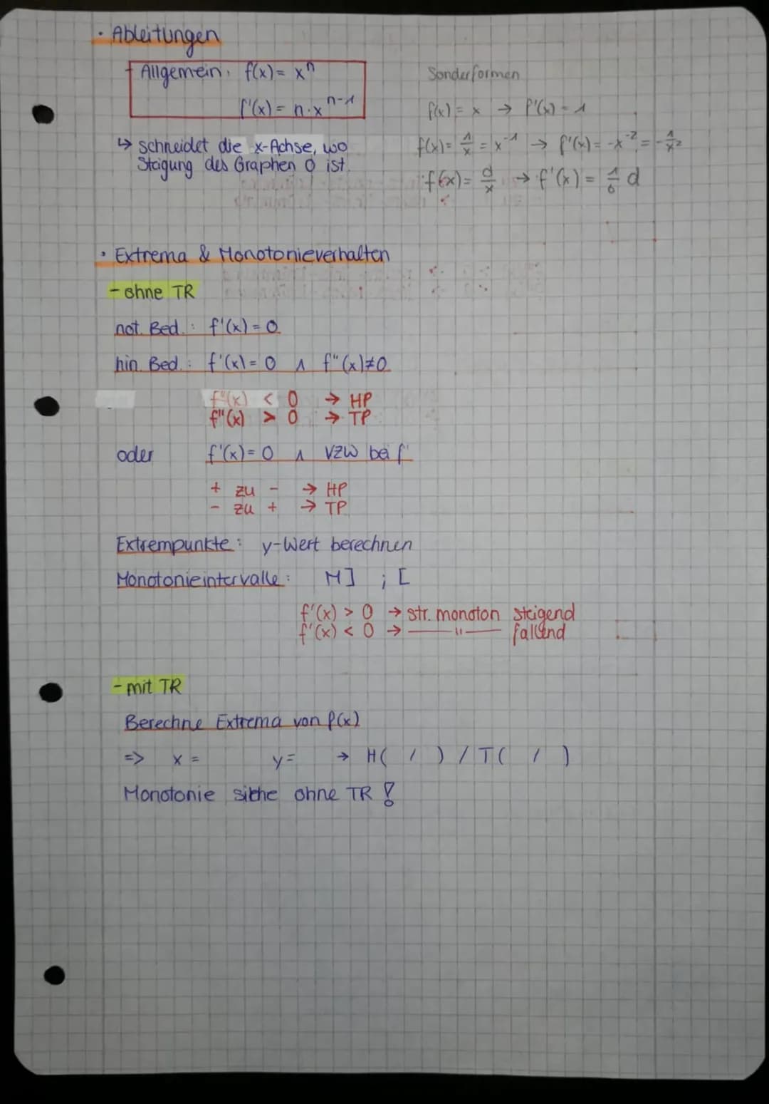 Klasse 12 Mathe LK-Klausur Nr. 1)
- Kurvendiskussion einer ganzrationalen Funktion
• Symmetrie
-ohne TR
•Punktsymmetrisch (zum Ursprung) nur
