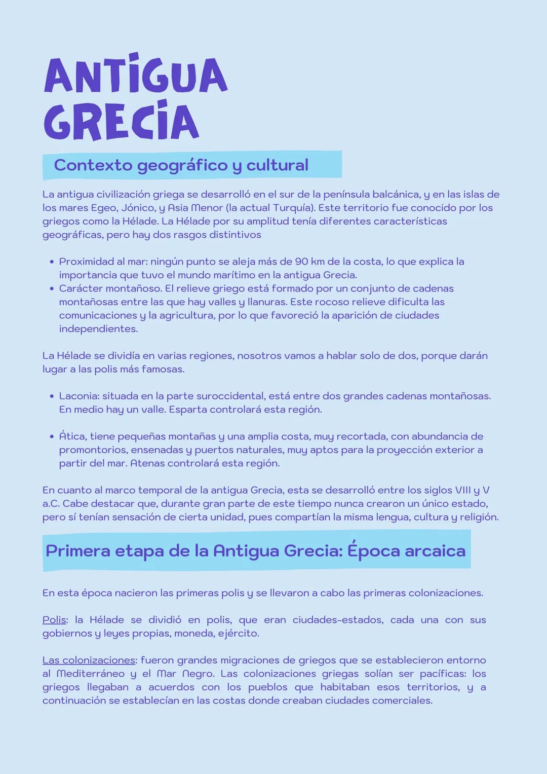 <h2>Contexto geográfico y cultural</h2>
<p>La antigua civilización griega se desarrolló en el sur de la península balcánica y en las islas