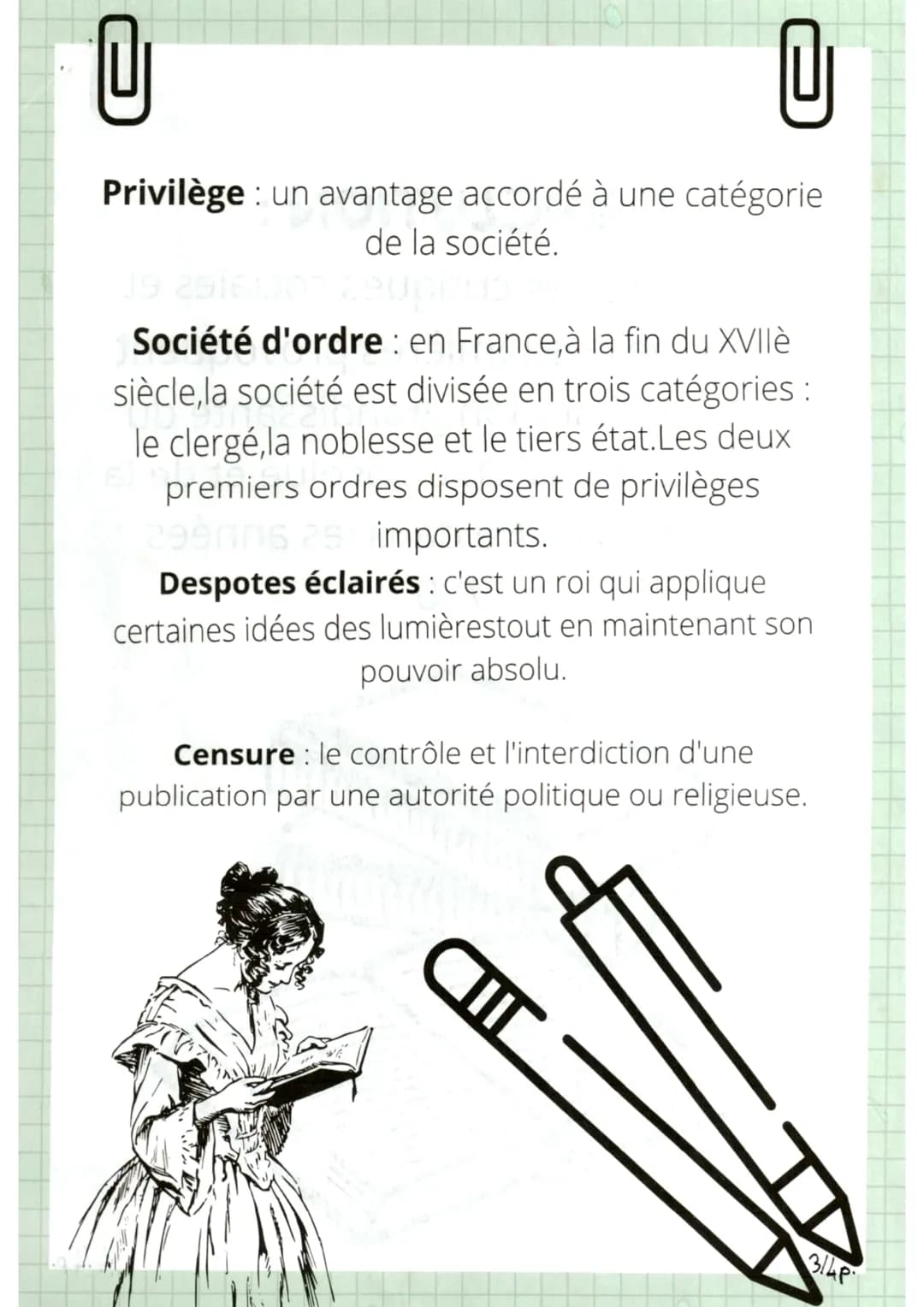 @
# HISTOIRE
Les Grands Personnages
- BUFFON: La botanique
- LAVOISIER : La chimie moderne
- MONTESQUIEU : Politique
(Dénonciation de la
