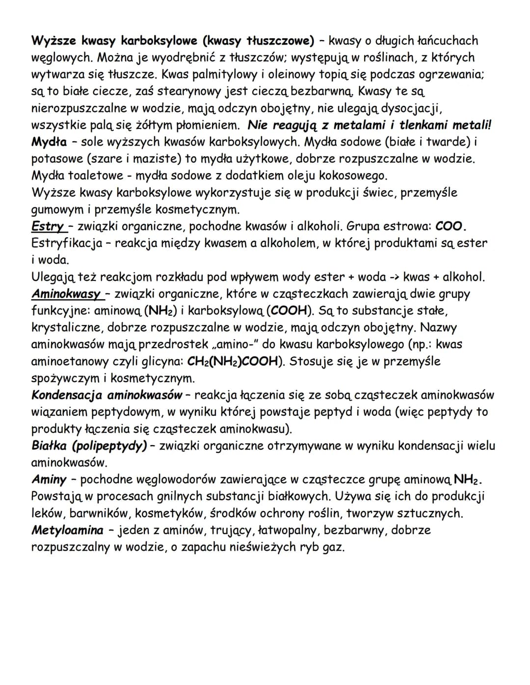 # Pochodne węglowodorów
Pochodne węglowodorów dzielimy na jednofunkcyjne (alkohole, kwasy
karboksylowe, estry, aminy) oraz wielofunkcyjne (