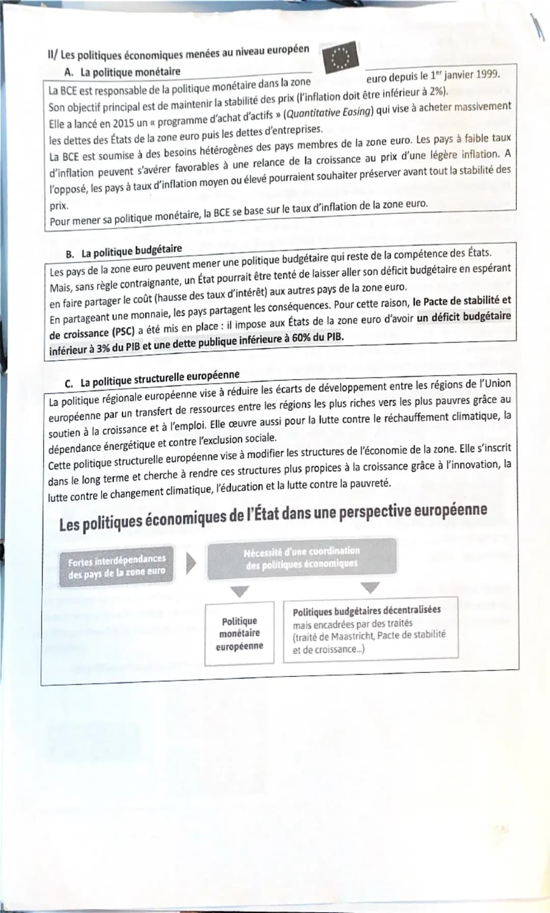 Synthèse rédigée CHAPITRE 3: « Les politiques économiques de l'État et de l'Europe >>>
Les États et les institutions supranationales comme