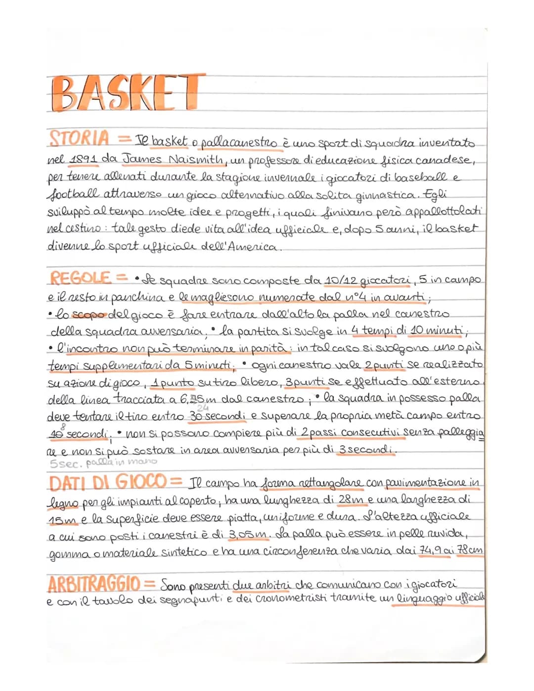 # BASKET
STORIA = Te basket o pallacanestro è uno sport di squadra inventato
nel 1891 da James Naismith, un professore di educazione fisica