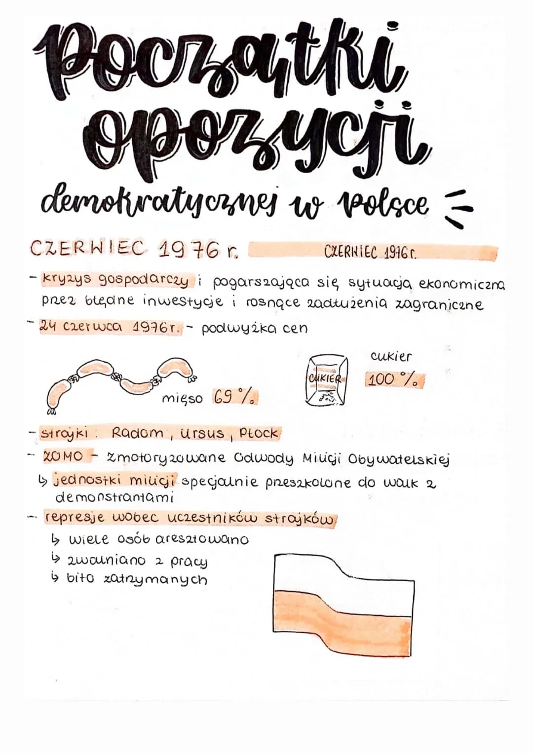 # Początki
opozycji
demokratycznej w Polsce =
CZERWIEC 1976 r.
CZERNIEC 1976 г.
- kryzys gospodarczy i pogarszająca się sytuacja ekonomiczna