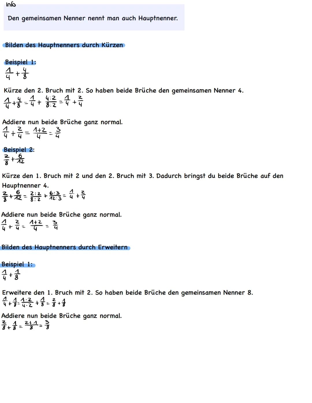# Bruchzanien addieren und subtrahieren
Gleichnamige Brüche addieren und subtrahieren
Du addierst Brüche mit gleichen Nennern, indem du nu