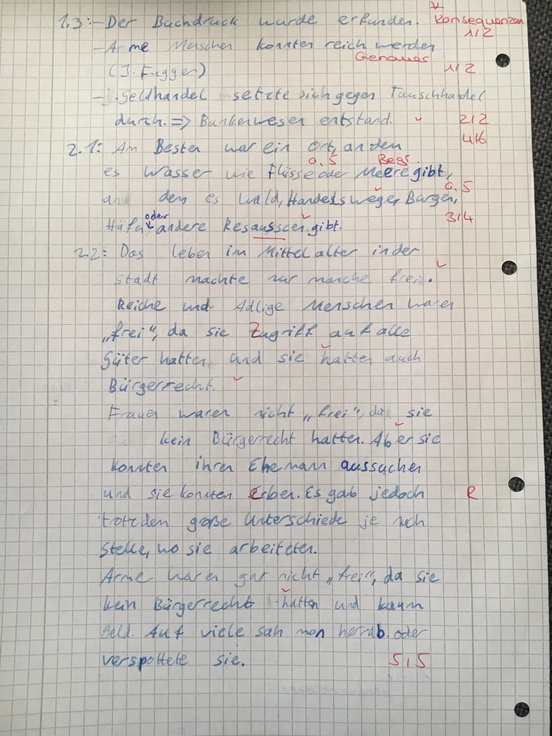 Geschichte Klasse 7b (Starigk)/ 21. April 2016
Das Leben im Mittelalter und in der Renaissance
Name: Joel Stepan
Punkte 21/26
Note: 2
Mü