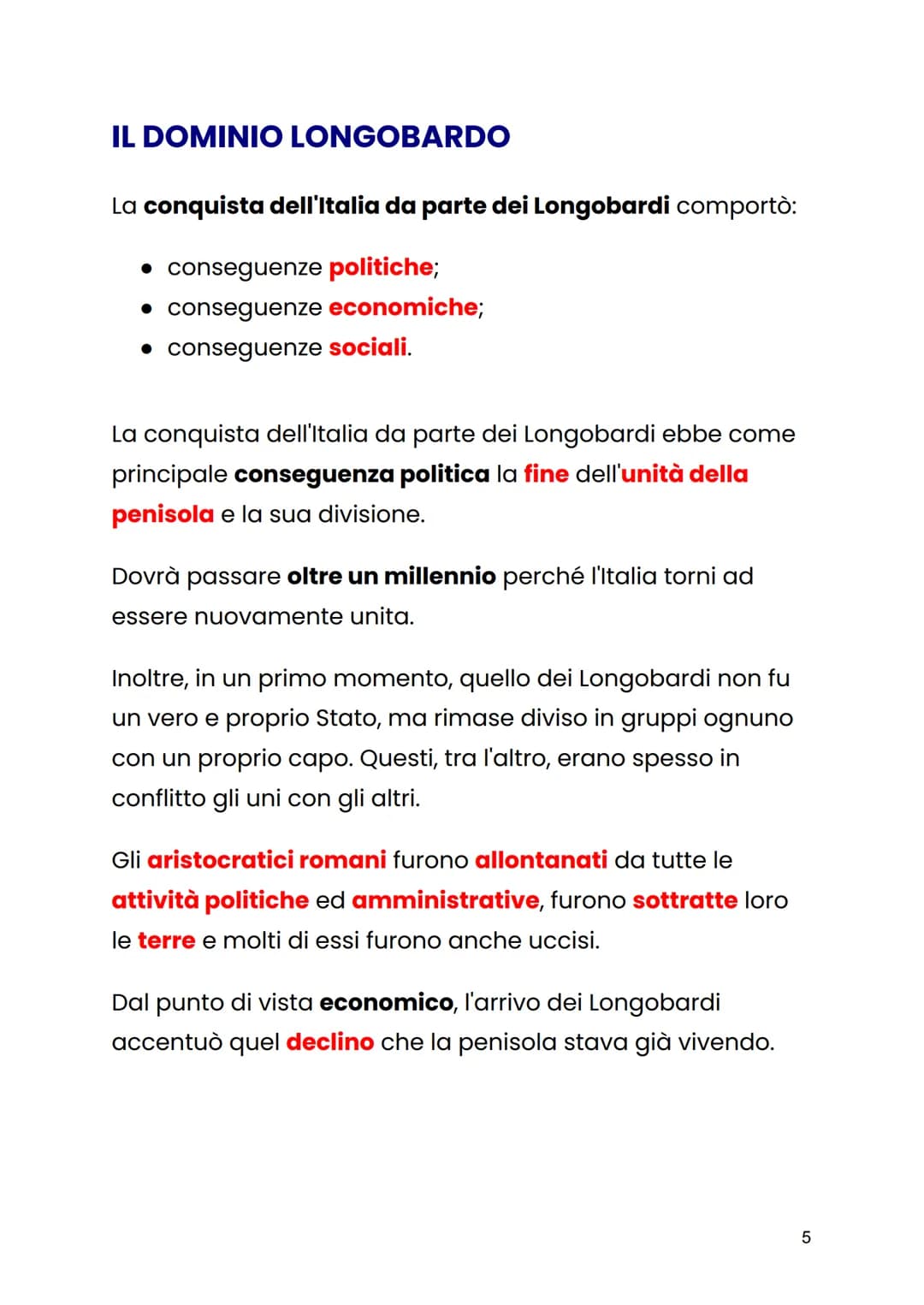 # I LONGOBARDI
I Bizantini, dopo aver conquistato l'Italia con la guerra
greco-gotica, ebbero il dominio della penisola solamente
per 13 an