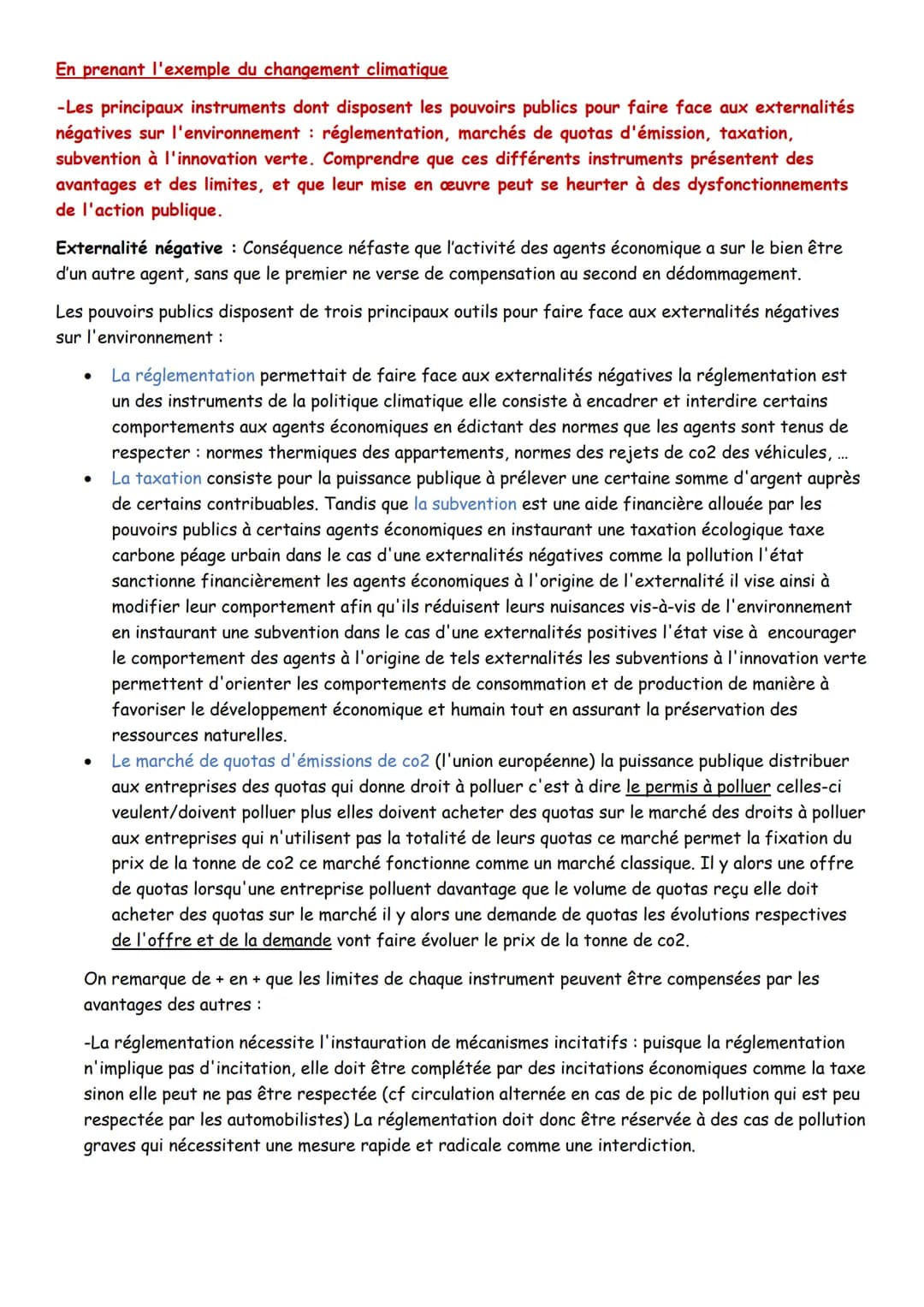 SES
Chapitre 2: Quelle action publique pour l'environnement
Action publique: ensemble des actions des pouvoirs publics (loi, règlementatio