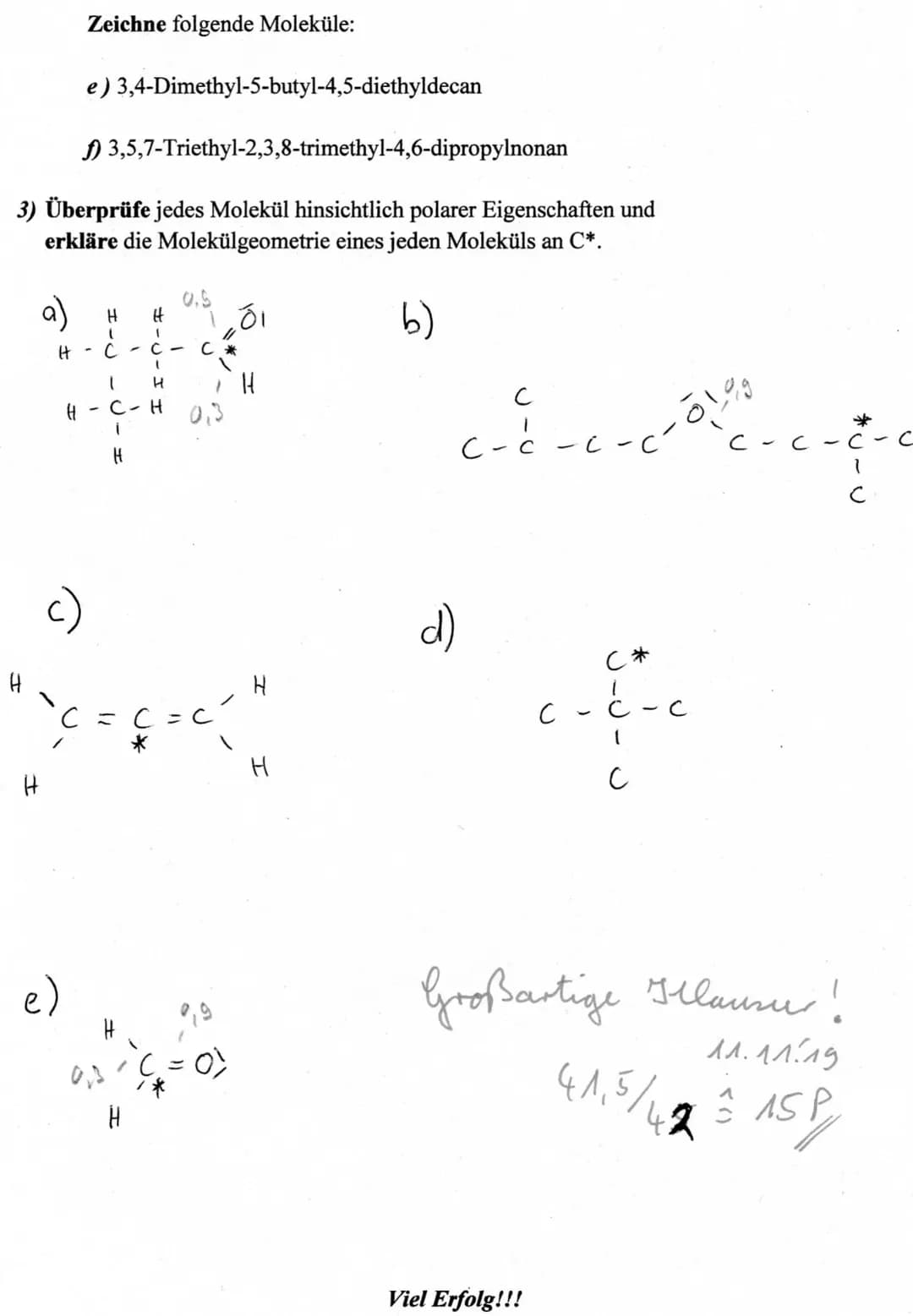 1. Klausur
Name:
Hinweis: Sämtliche Lösungswege müssen gut dokumentiert und dadurch klar
nachvollziehbar sein!
11
M1:
Zuordnung von chem