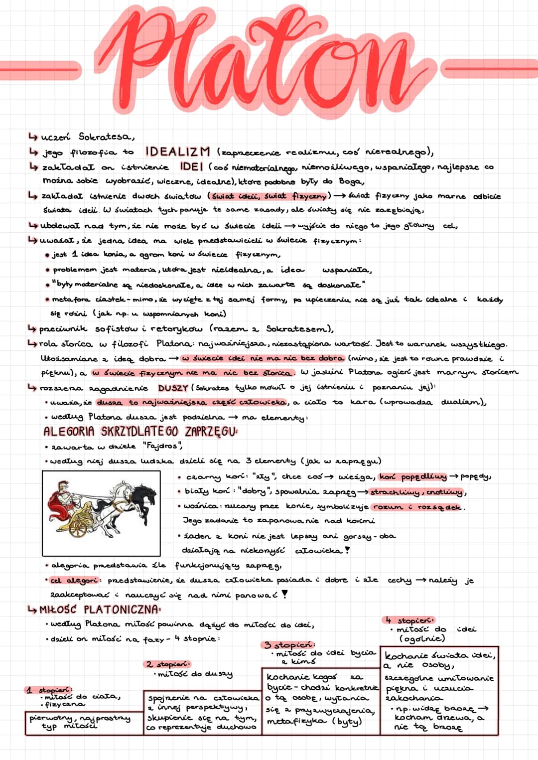 -Platon-
↳ uczeń Sokratesa,
↳ jego filozofia to IDEALIZM (zaprzeczenie realizmu, coś nierealnego),
↳ zakładał on istnienie IDEI (coś niem
