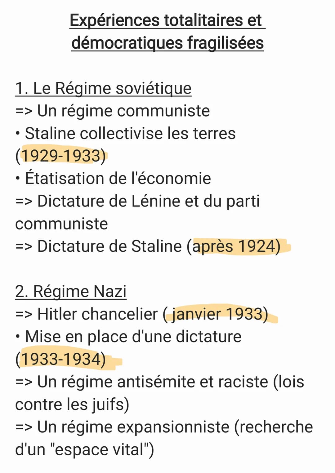 # Expériences totalitaires et
démocratiques fragilisées
1. Le Régime soviétique
=> Un régime communiste
* Staline collectivise les terres