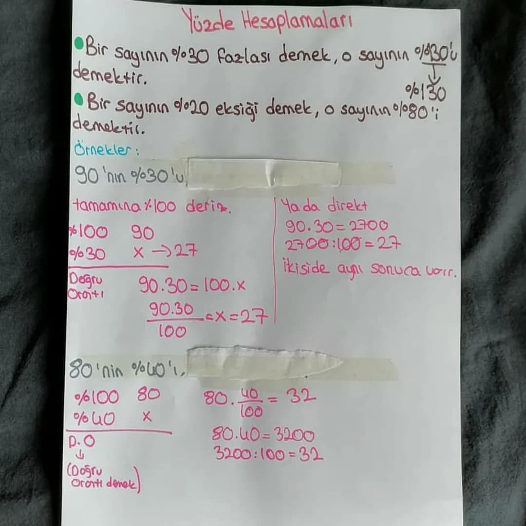 Yüzde Kavramı
* Paydası 100 olan kesirleri % sembolü ile gösterebiliriz
* Paydası 100 olmayan kesirlerin paydası genişletme
veya sadeleştirm