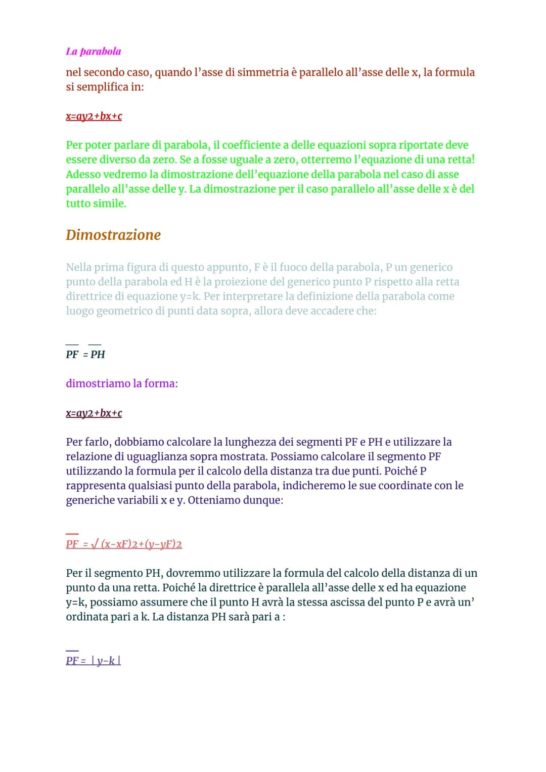 # La parabola
# La parabola
Che cos'è?
La parabola è il luogo geometrico dei punti equidistanti da una retta (direttrice) e da un
punto (