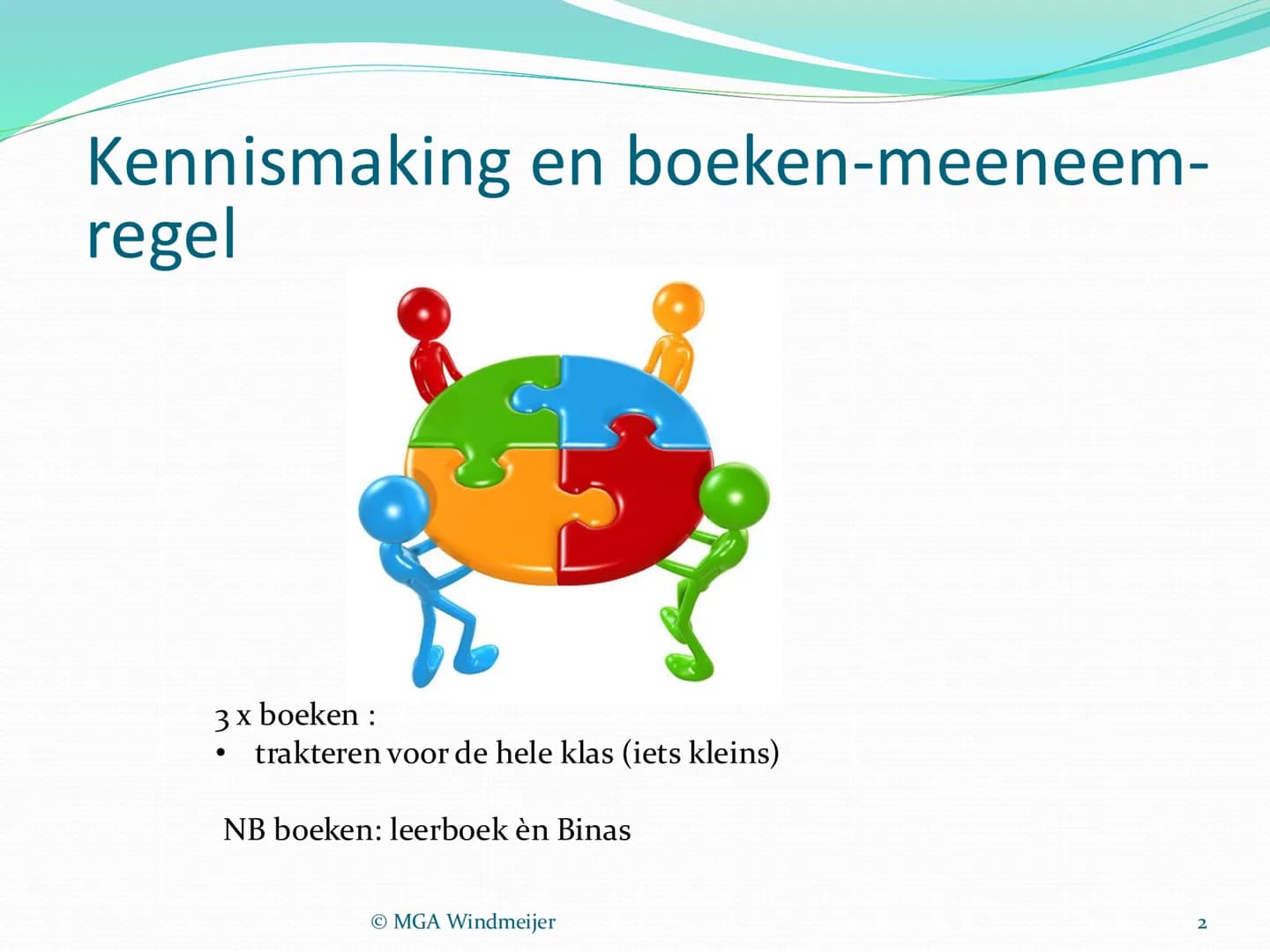 Scheikunde in 3 VBP
To think is to practice brain chemistry
Deepak Chopra
MGA Windmeijer
1 # Kennismaking en boeken-meeneem-
regel
3 x