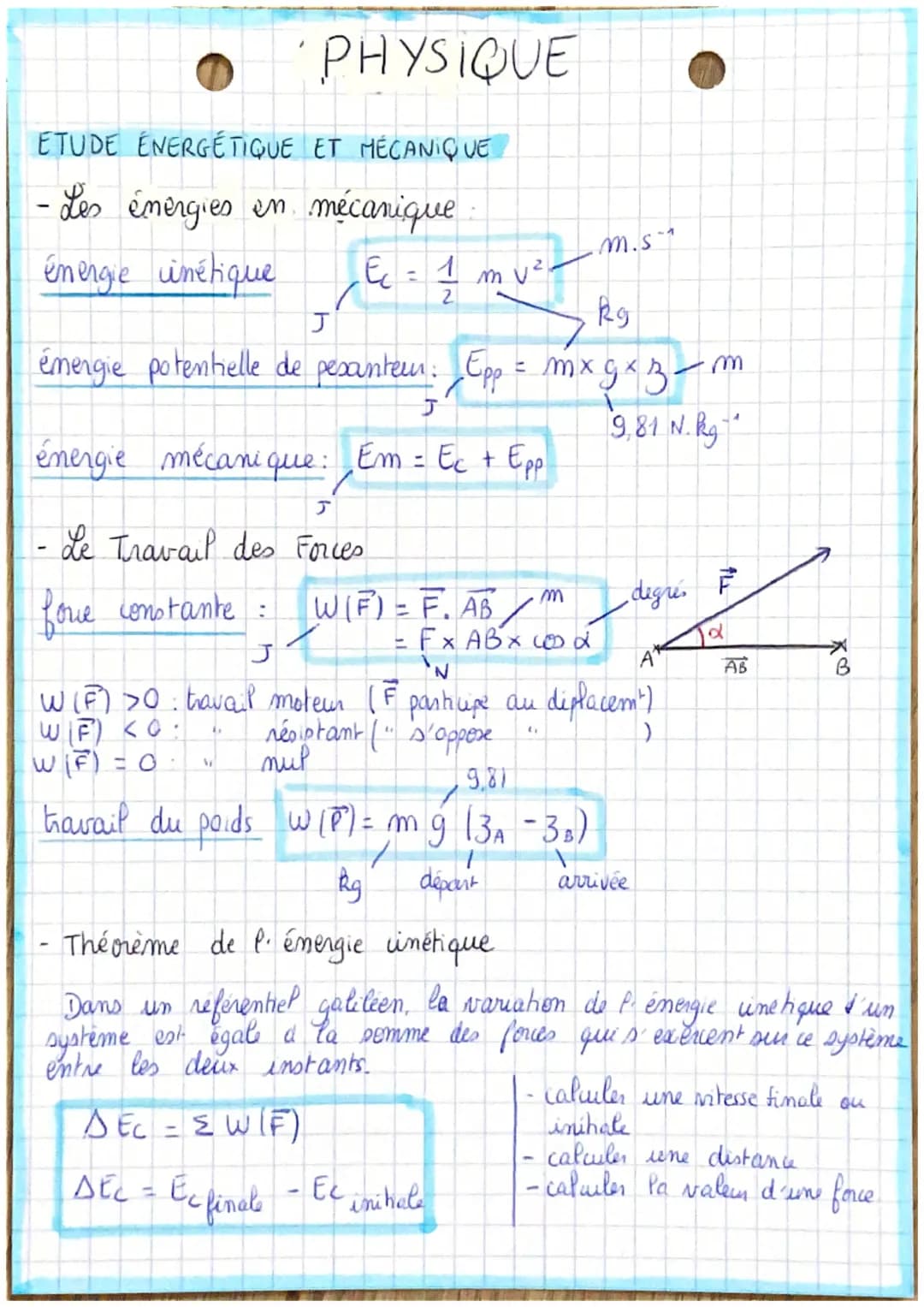 # PHYSIQUE
ETUDE ÉNERGÉTIQUE ET MÉCANIQUE
- Les énergies en mécanique
énergie inétique
$E_c = \frac{1}{2} m v^2$
m.s
Rg
emergie potent