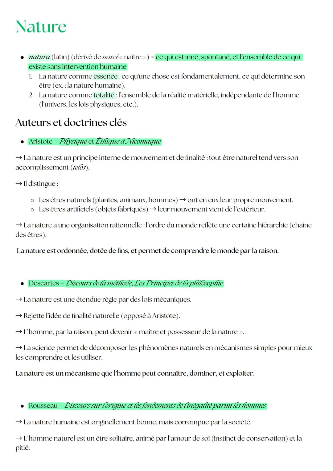 # Nature
* natura (latin) (dérivé de *nasci* = naître) → ce qui est inné, spontané, et l'ensemble de ce qui existe sans intervention humain