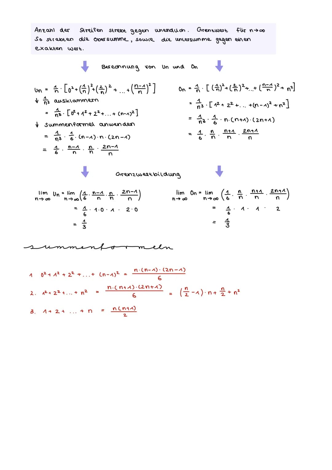 STREIFEN METHODE
des Archimedes
UNTERSUMME
OBERSUMME
1
$f(x)$
$f(x)$
1+
X
$
Unter summe
U4
≤ A ≤
1
Ober summe Oy
Alle Rechteckstreifen