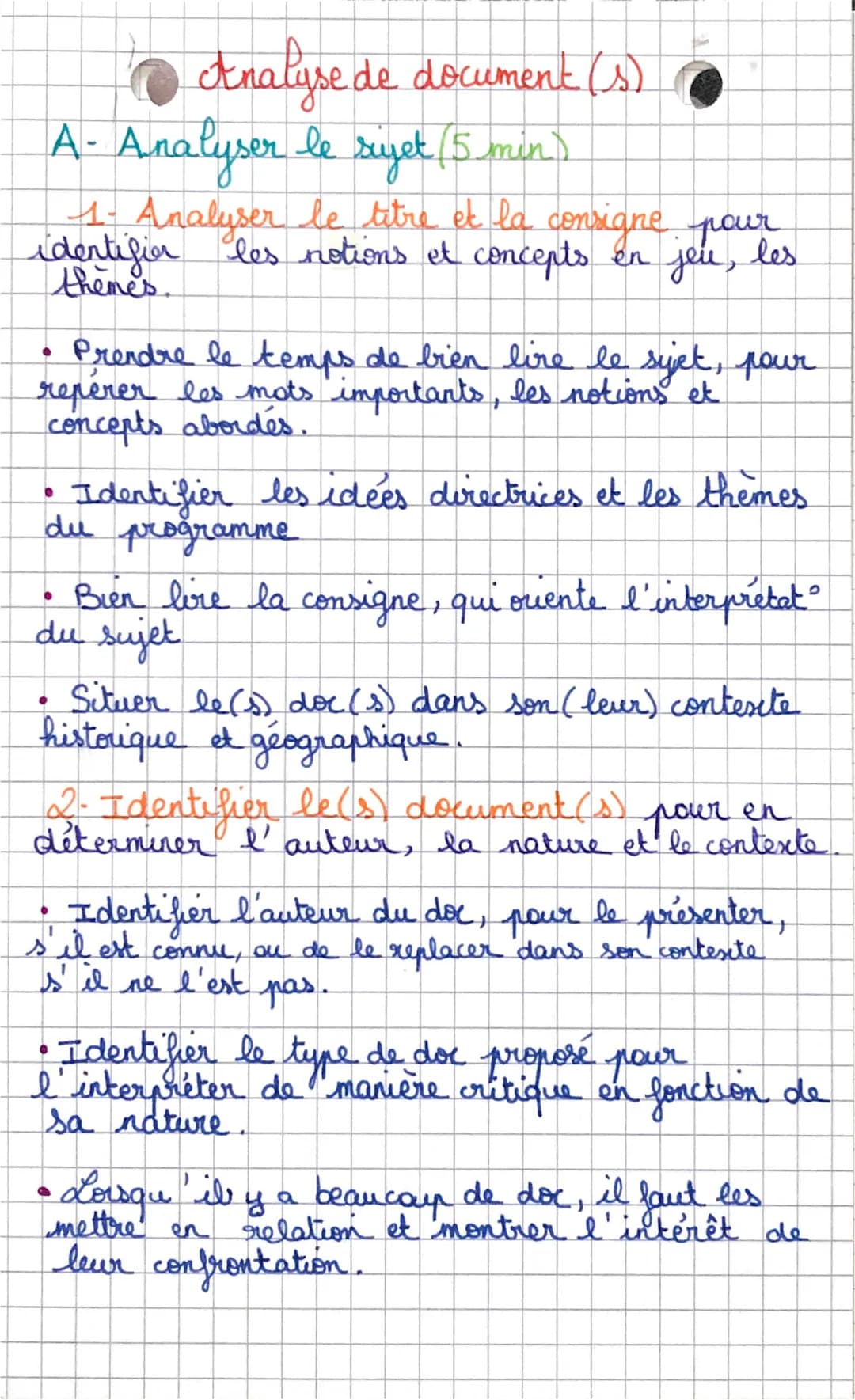 # Analyse de document (s)
A- Analyser le siyet (5 min)
1- Analyser le titre et la consigne
identifier les notions et concepts en jeu, les