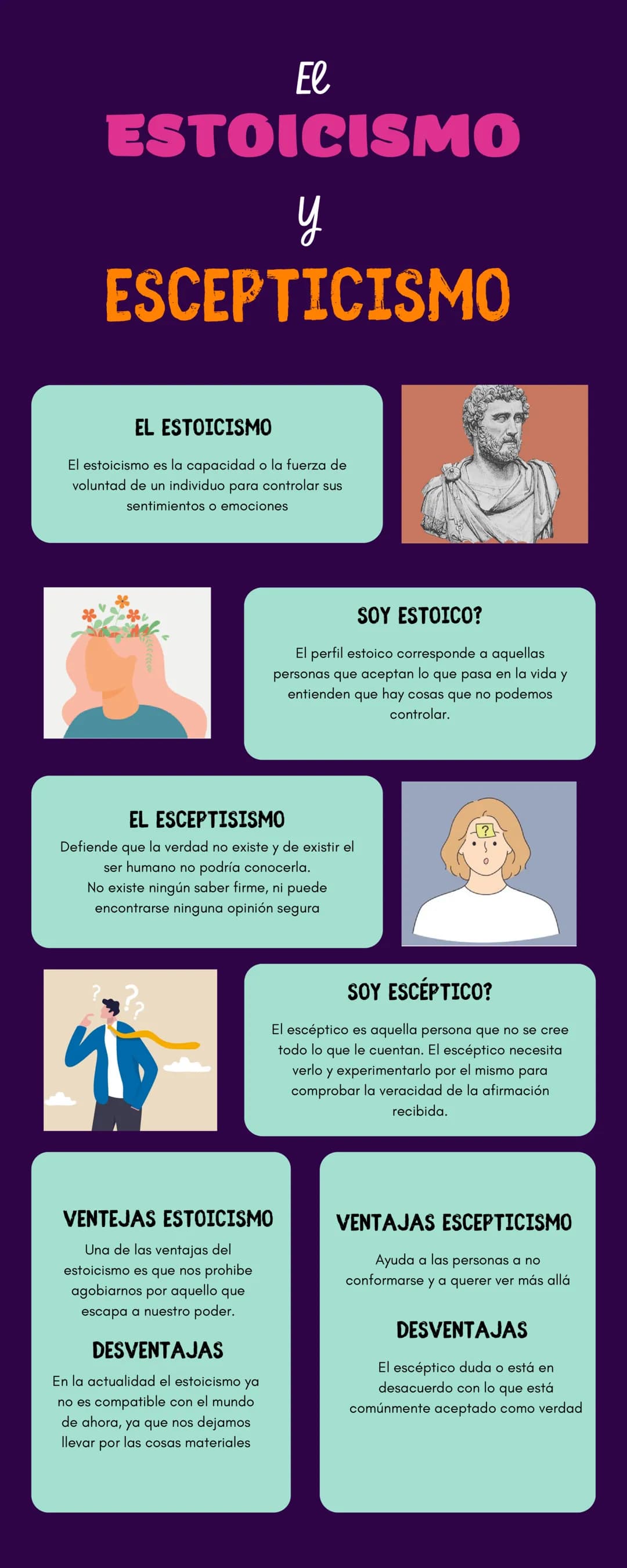 # El
# ESTOICISMO
# y
# ESCEPTICISMO
## EL ESTOICISMO
El estoicismo es la capacidad a la fuerza de
voluntad de un individuo para contro