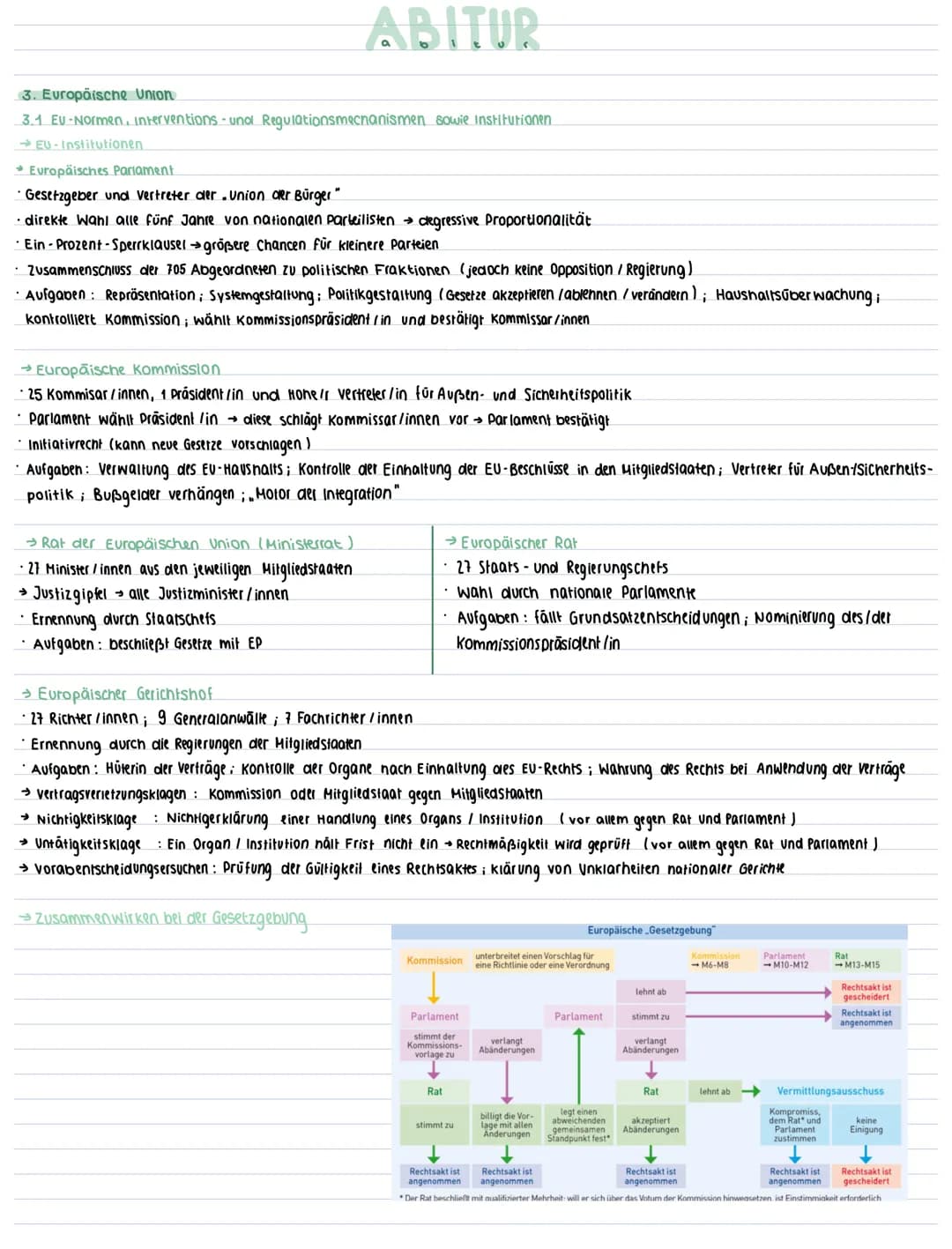 # ABITUR
3. Europäische Union
3.1 Eu-Normen, interventions- und Regulationsmechanismen sowie institutionen.
Eu-Institutionen.
* Europäis