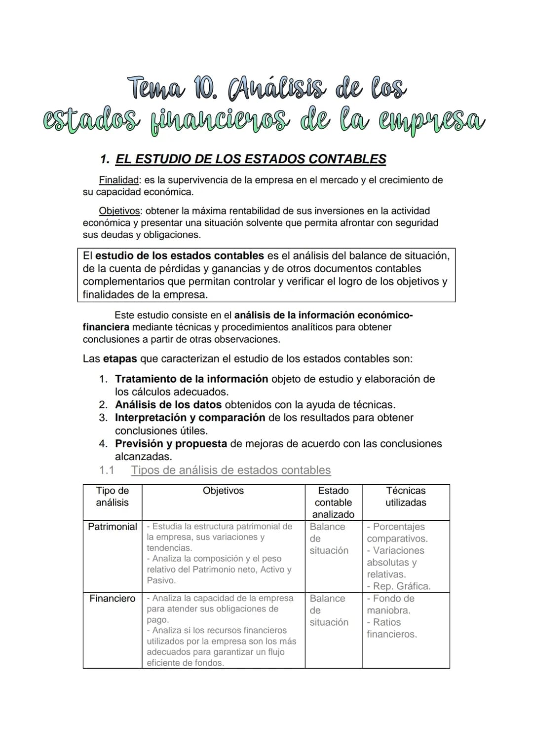 - Económico - Analiza la evolución de los
resultados de la empresa y de sus
componentes.
- Analiza la rentabilidad de las
inversiones